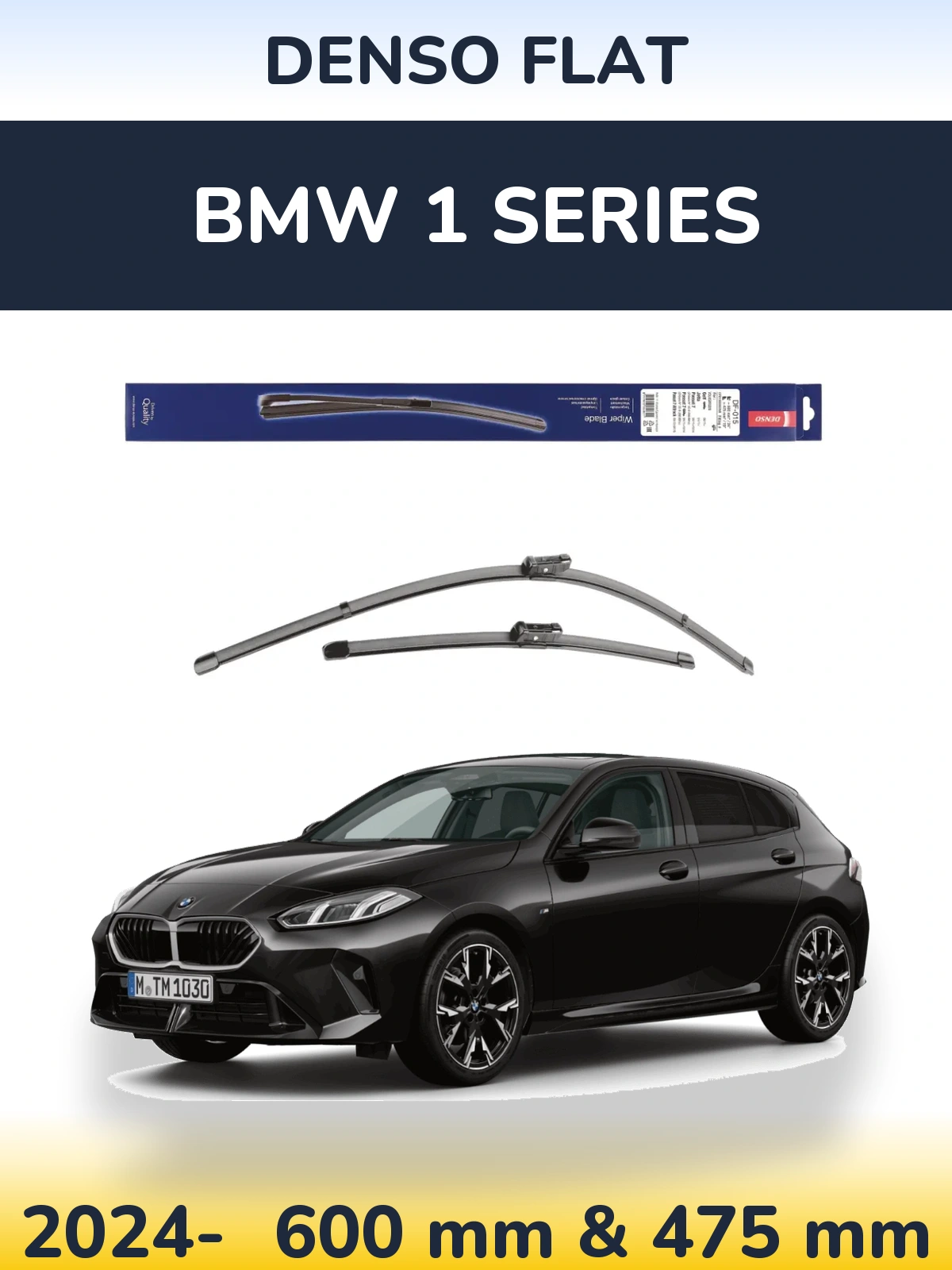Front wiper blade set Denso Flat 600 & 475 mm for BMW 1 Series 2024-2026