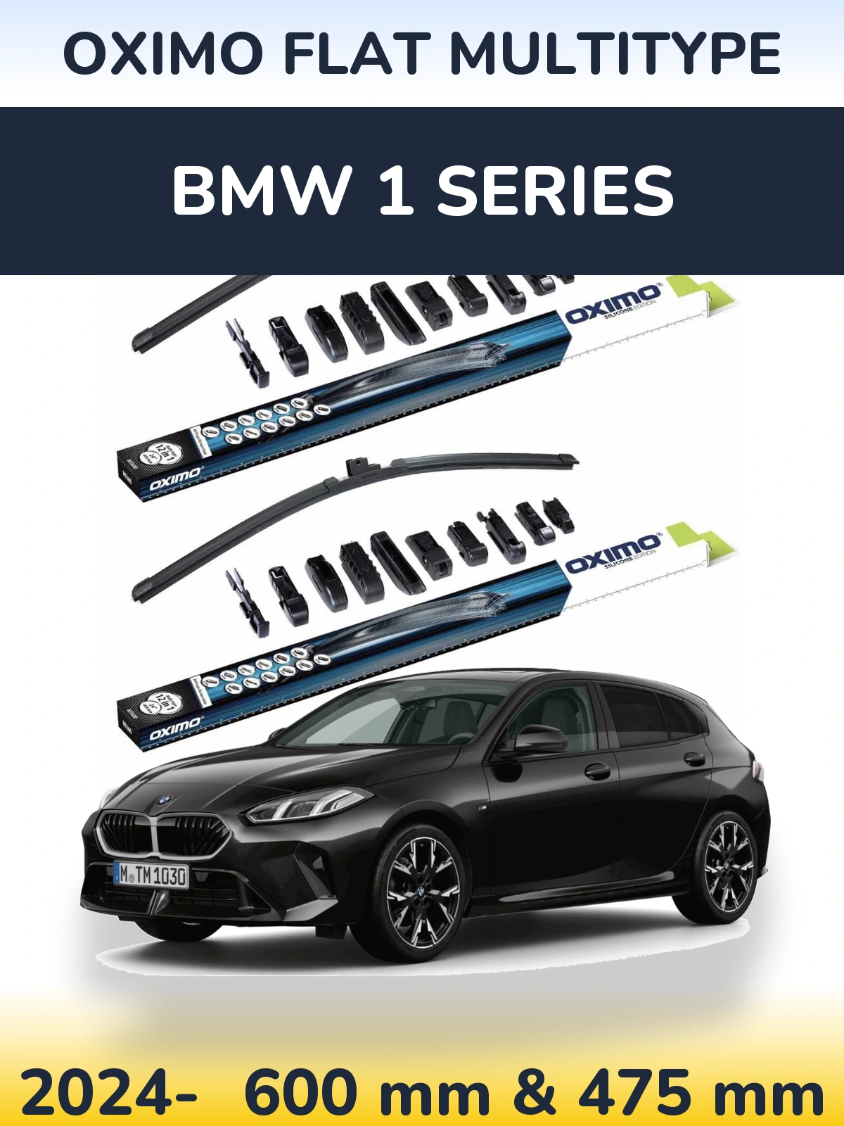 Комплект передних дворников Oximo Flat MultiТипe 600 & 475 мм для BMW 1 Series 2024-2026