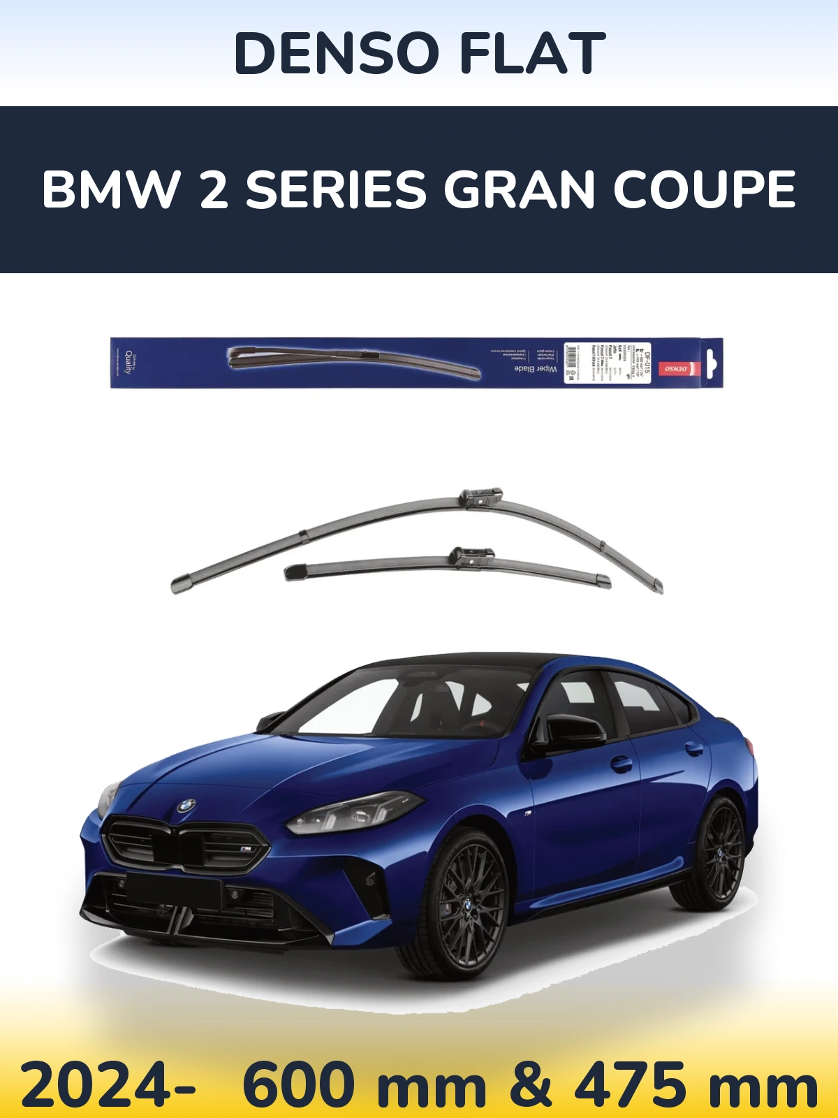 Комплект передніх щіток Denso Flat 600 & 475 мм для BMW 2 Series Gran Coupe 2024-2026
