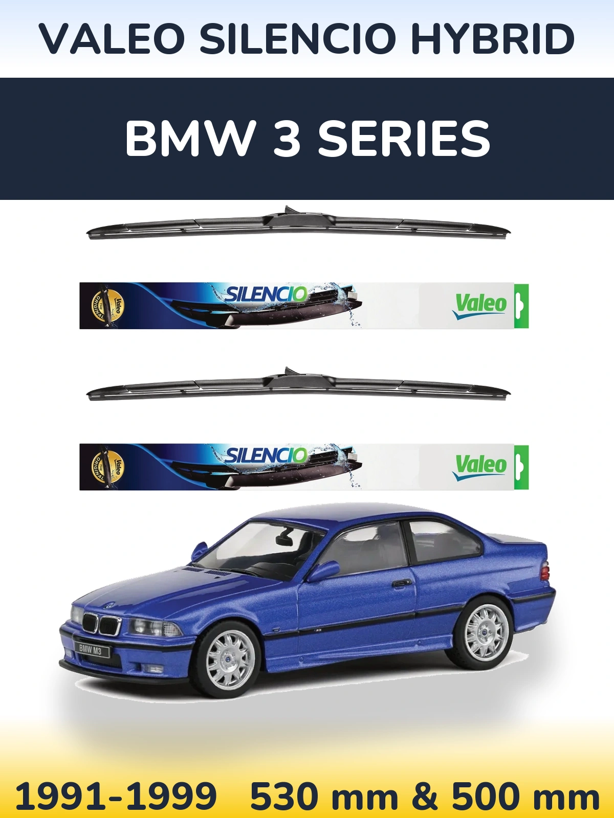 Комплект передних дворников Valeo Silencio Hybrid 530 & 500 мм для BMW 3 Series 1991-1999