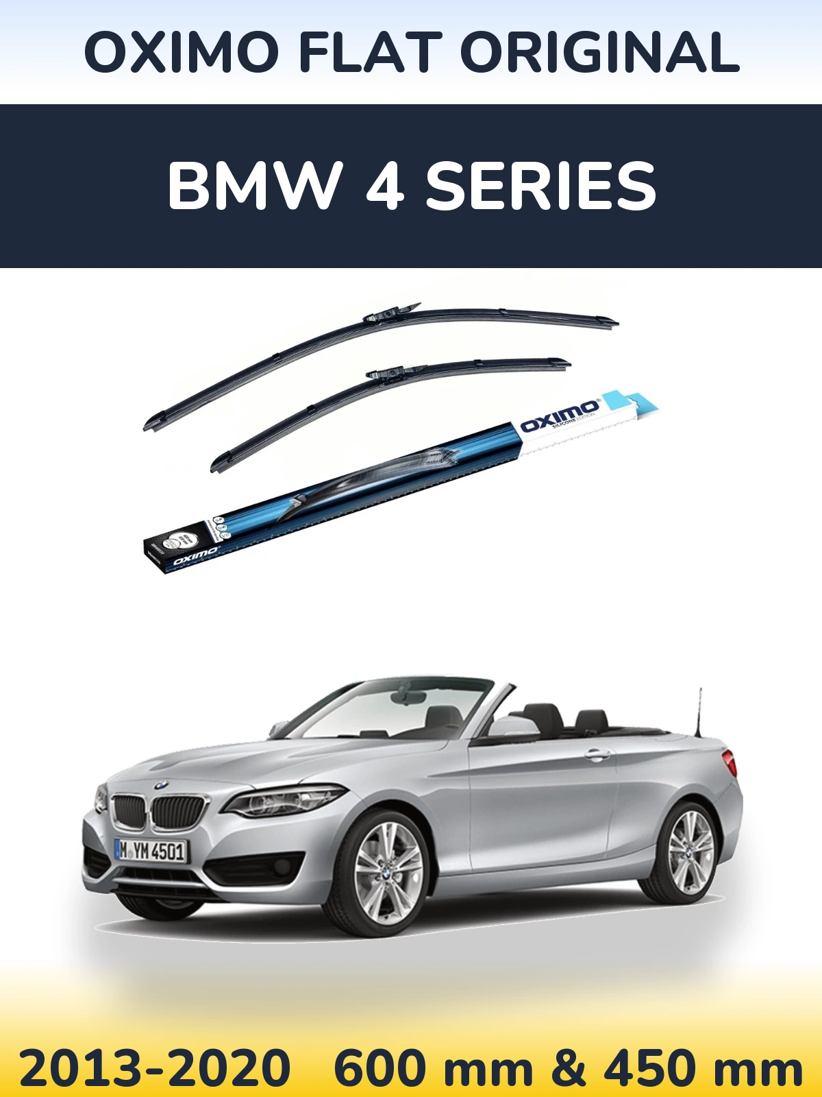 Комплект передніх щіток Oximo Flat Original 600 & 450 мм для BMW 4 Series 2013-2020