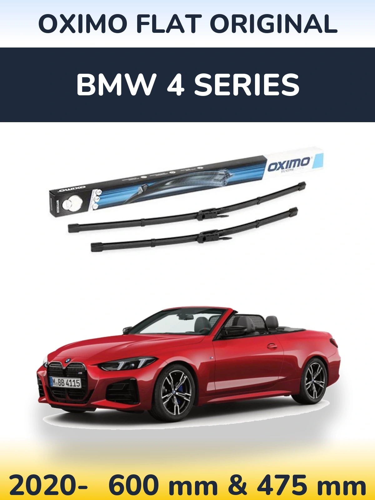 Front wiper blade set Oximo Flat Original 600 & 475 mm for BMW 4 Series 2020-2026