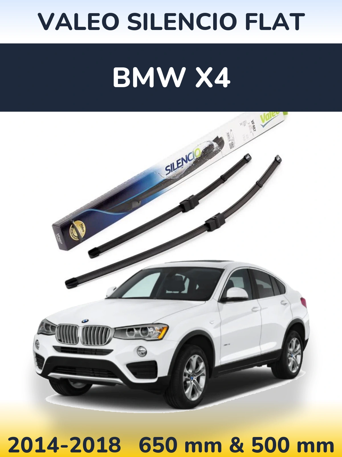 Комплект передних дворников Valeo Silencio Flat 650 & 500 мм для BMW X4 2014-2018