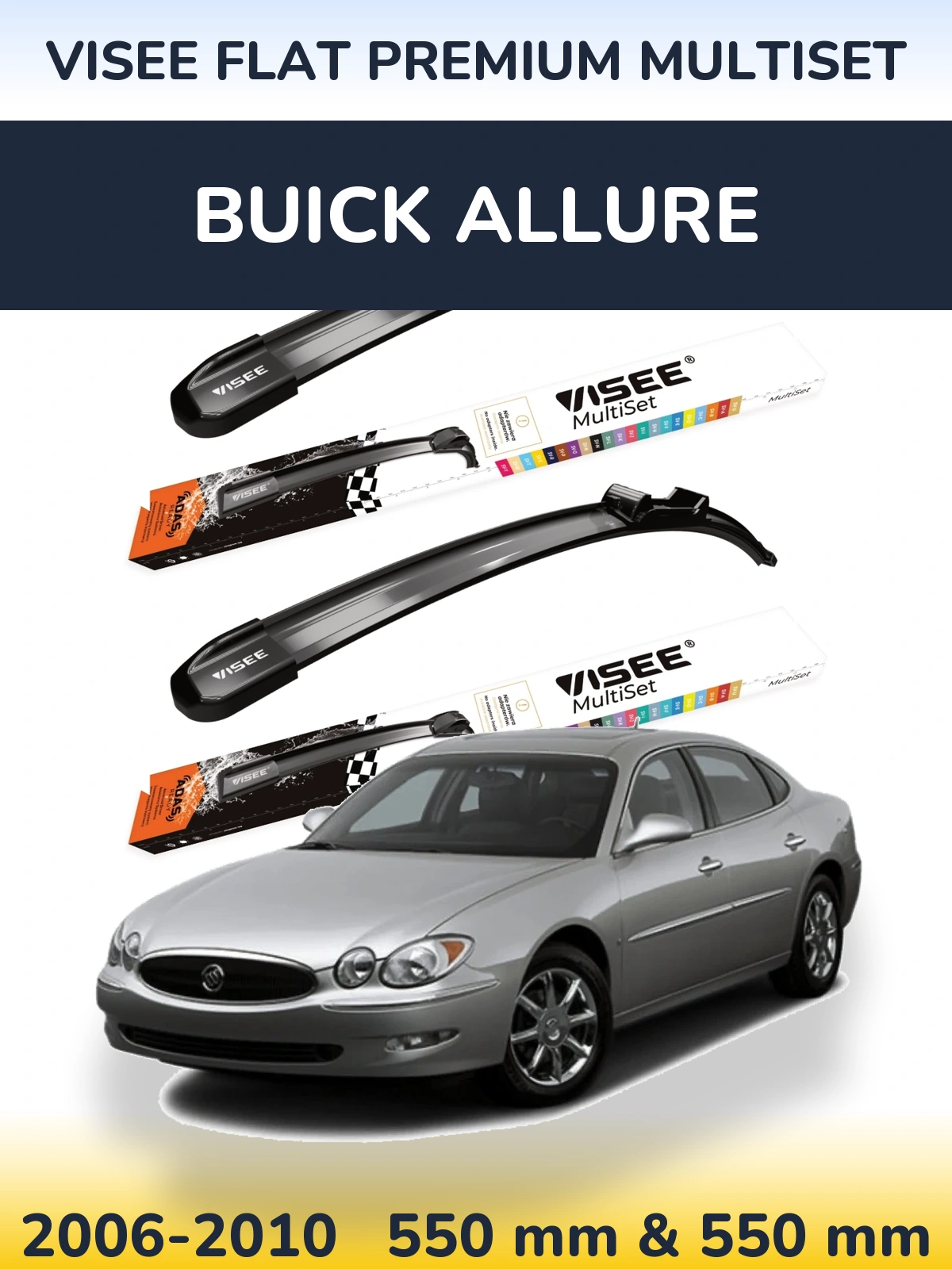 Комплект передніх щіток VISEE FLAT PREMIUM MultiSet 550 & 550 мм для Buick Allure 2006-2010