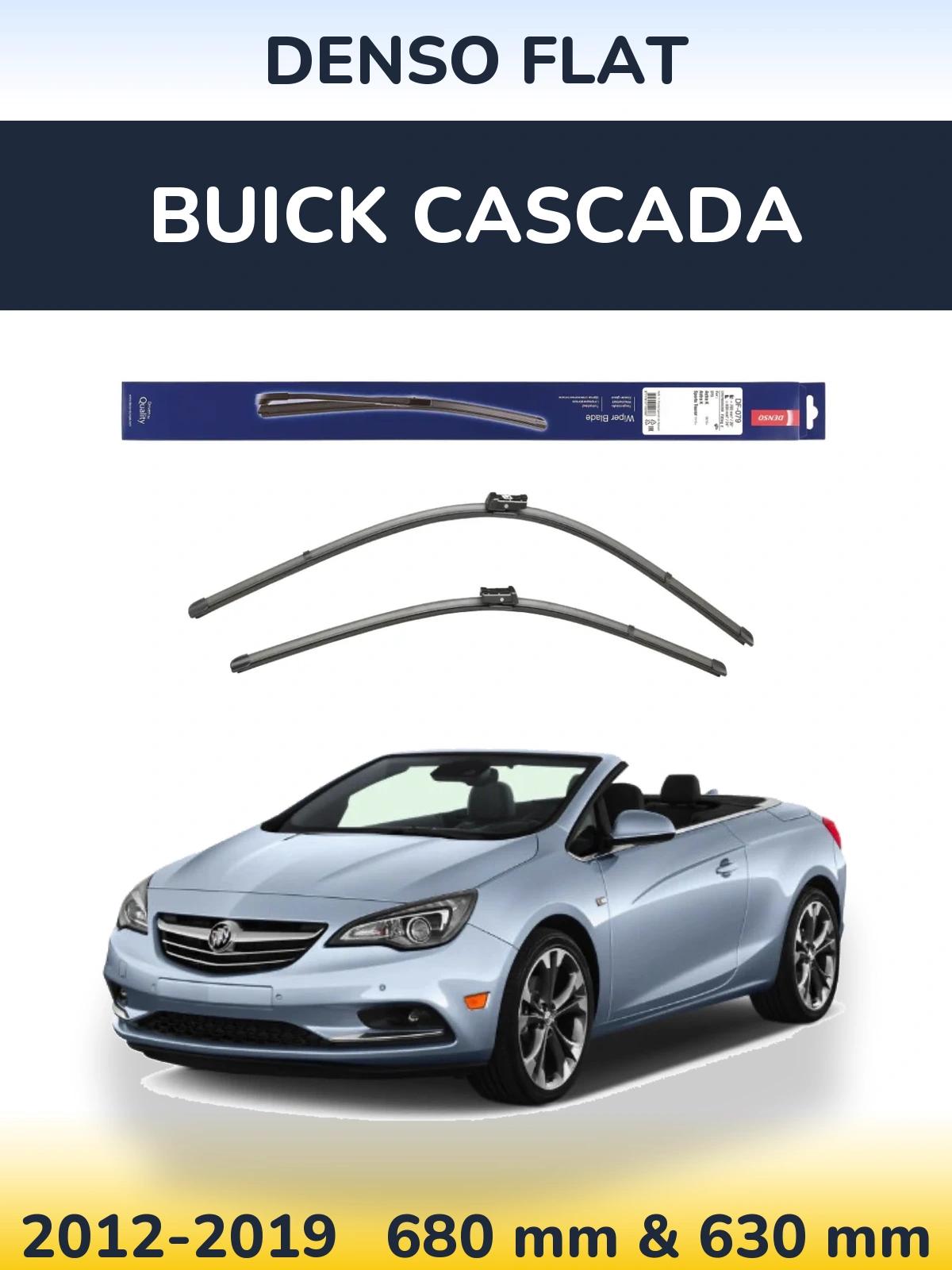 Front wiper blade set Denso Flat 700 & 600 mm for Buick Cascada 2012-2019