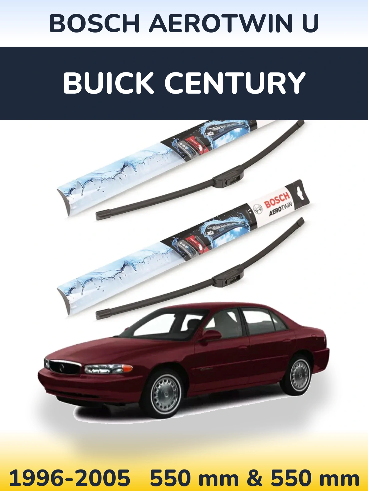 Комплект передніх щіток BOSCH AeroTwin U 550 & 550 мм для Buick Century 1996-2005