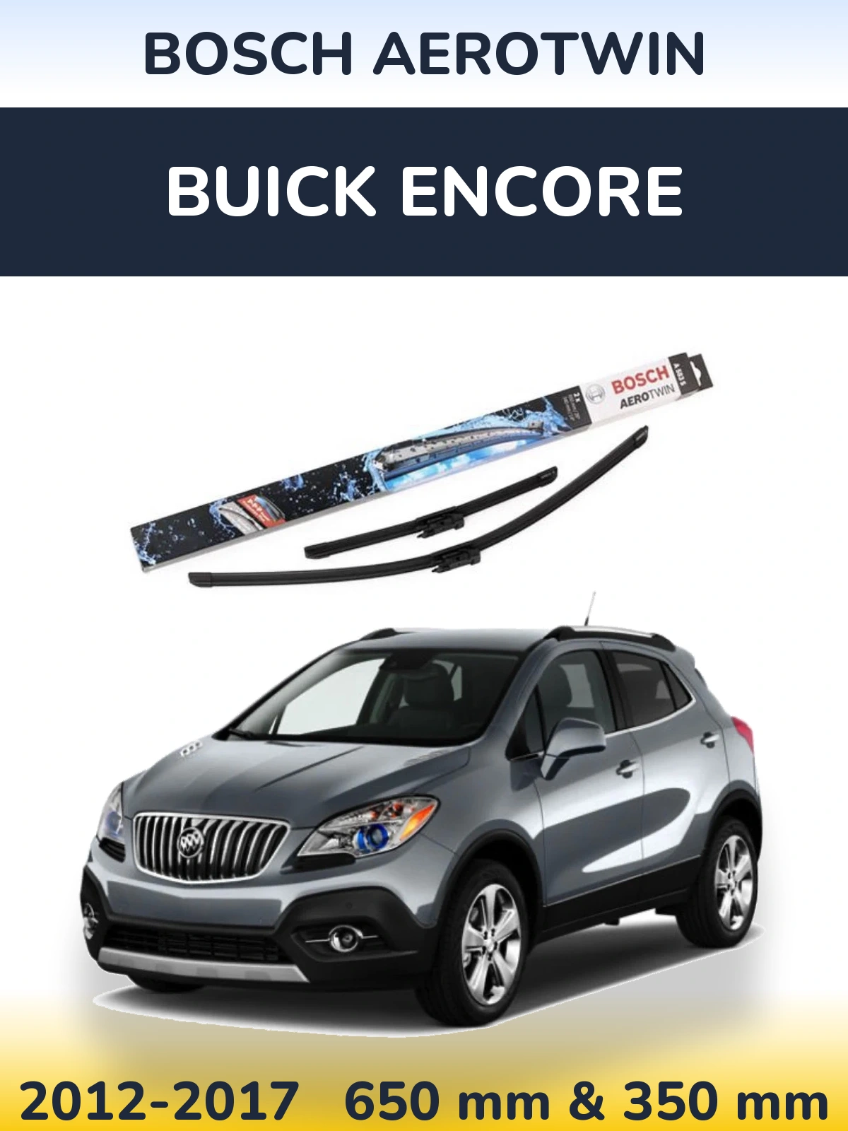 Front wiper blade set BOSCH AeroTwin 650 & 340 mm for Buick Encore 2012-2017