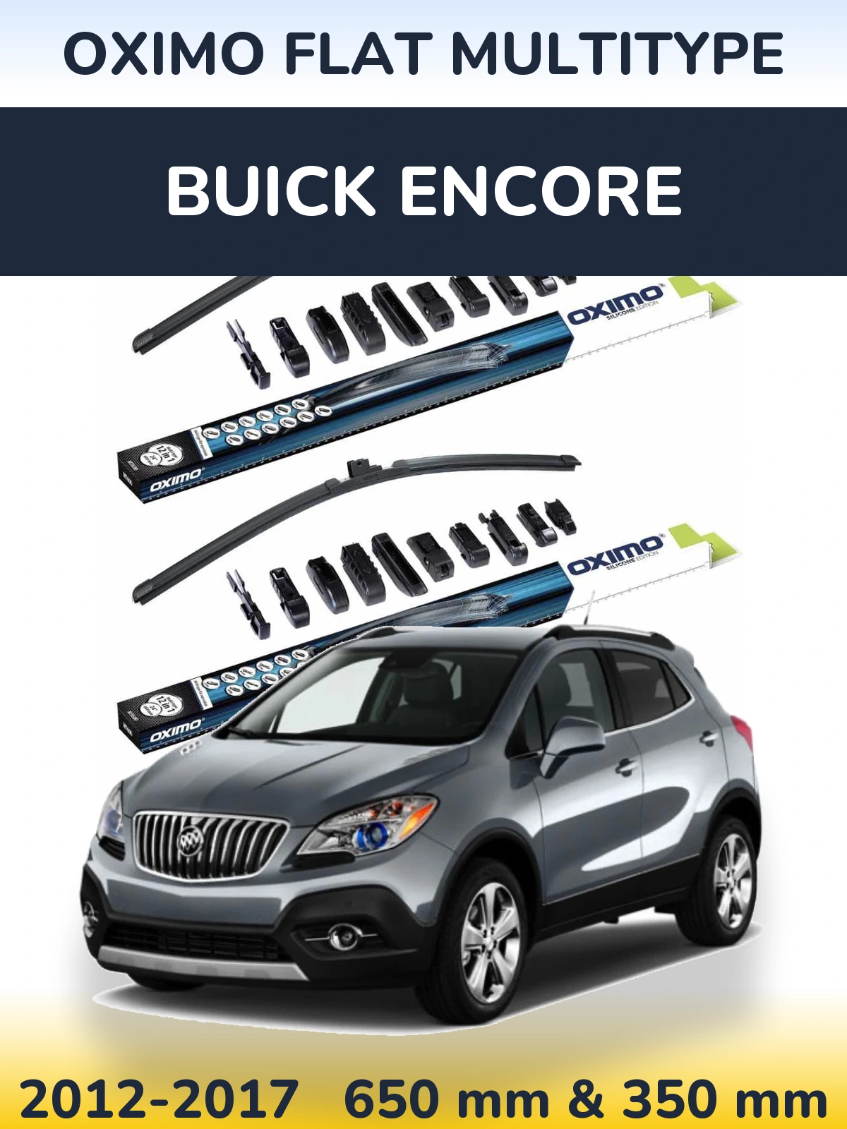 Front wiper blade set Oximo Flat MultiTipse 650 & 350 mm for Buick Encore 2012-2017