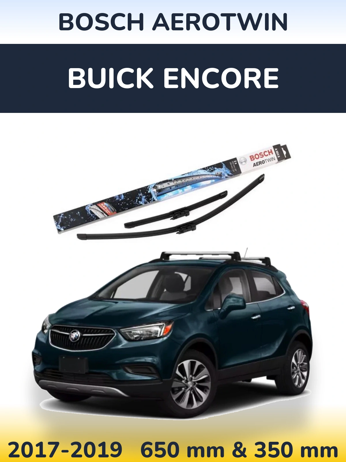 Front wiper blade set BOSCH AeroTwin 650 & 340 mm for Buick Encore 2017-2019