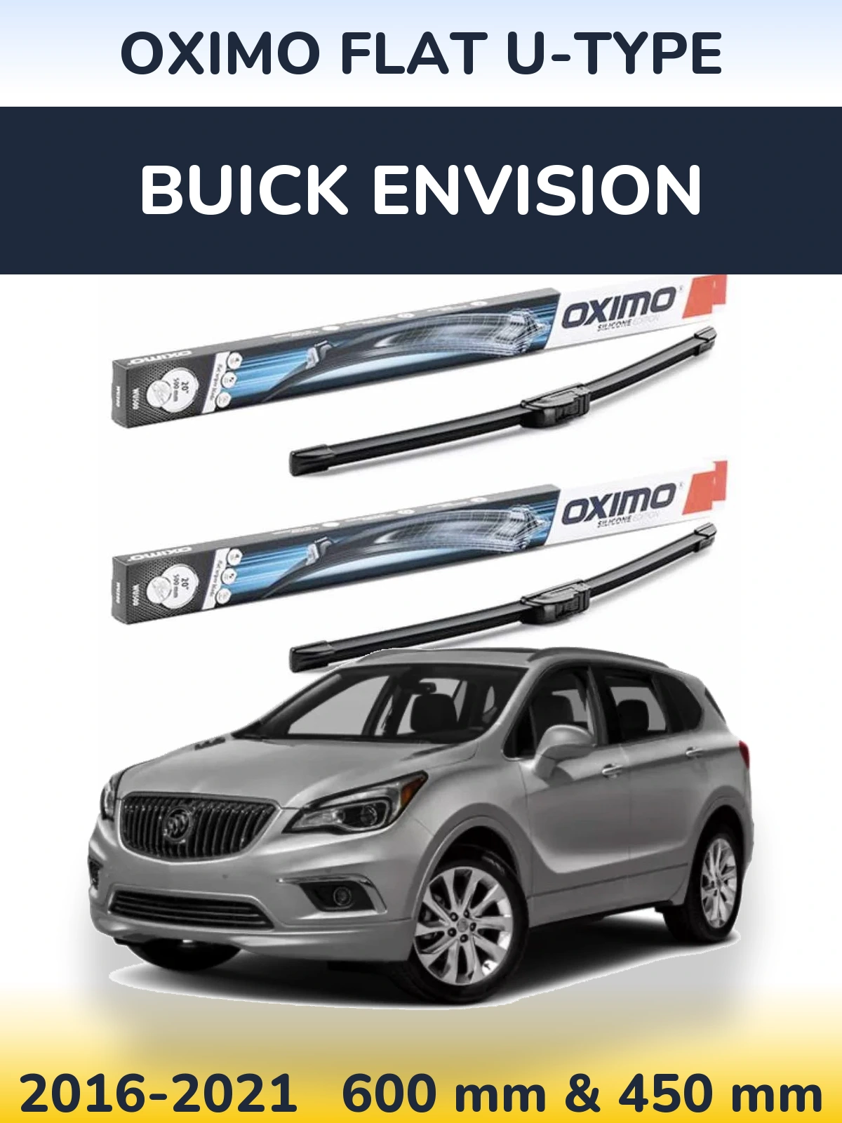 Комплект передних дворников Oximo Flat U-type 600 & 450 мм для Buick Envision 2016-2021