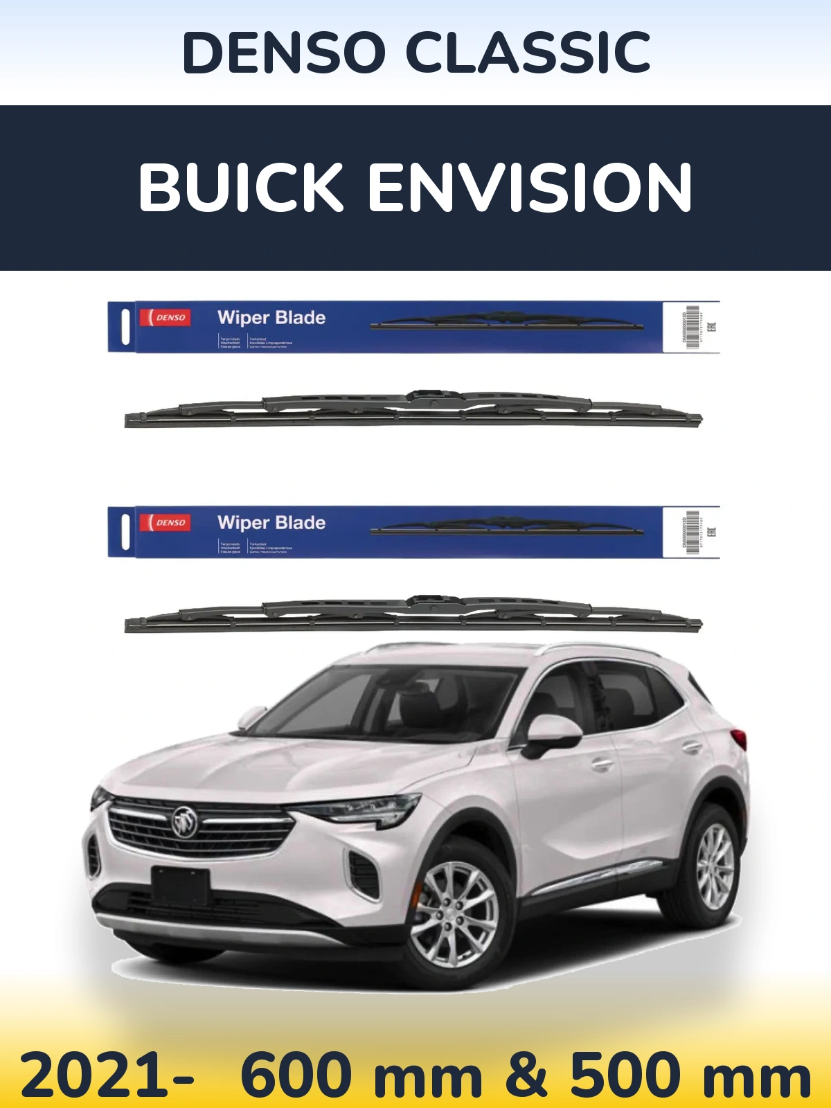 Комплект передних дворников Denso Classic 600 & 500 мм для Buick Envision 2021-2026