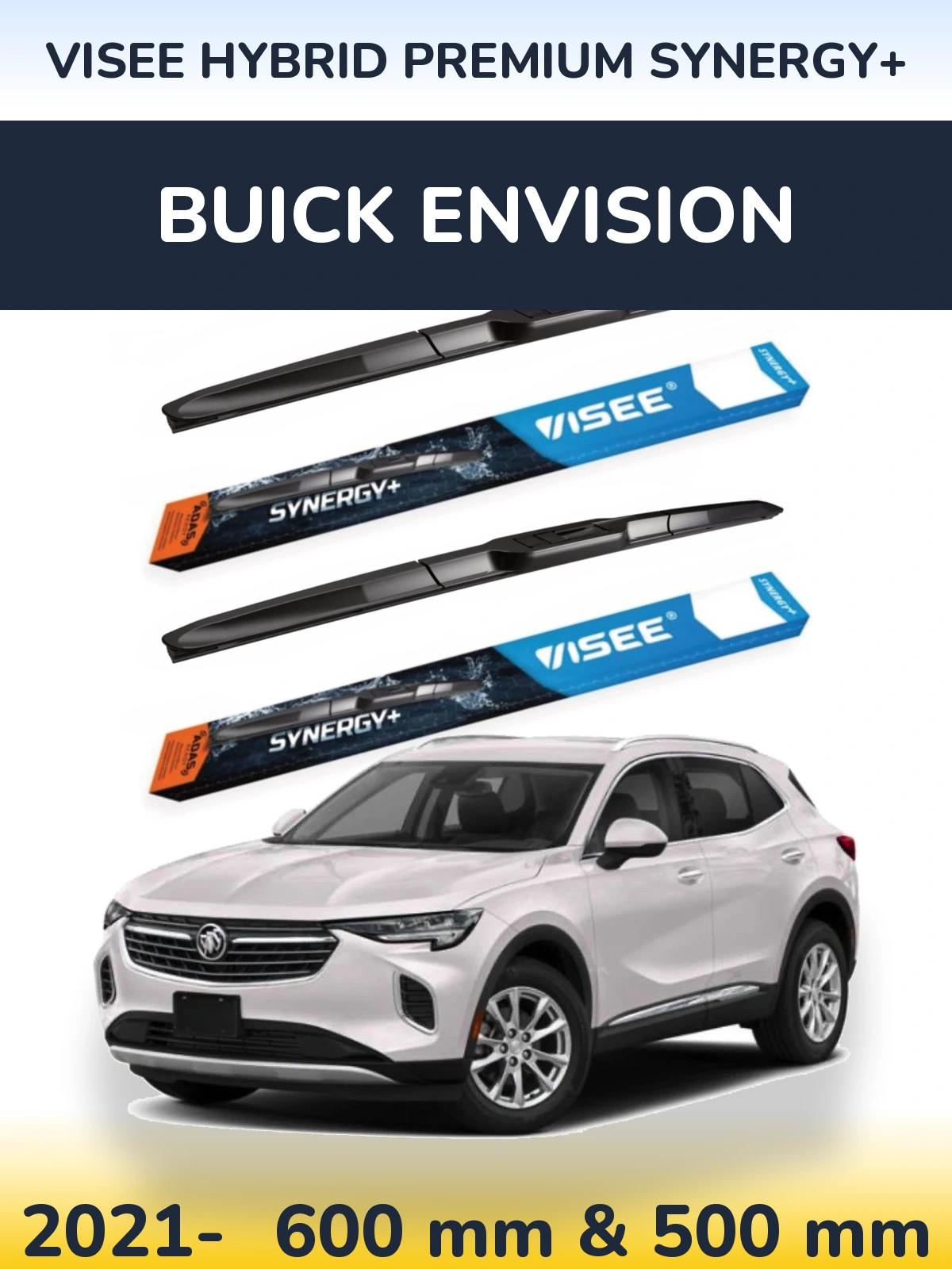 Комплект передних дворников VISEE HYBRID PREMIUM SYNERGY+ 600 & 500 мм для Buick Envision 2021-2026