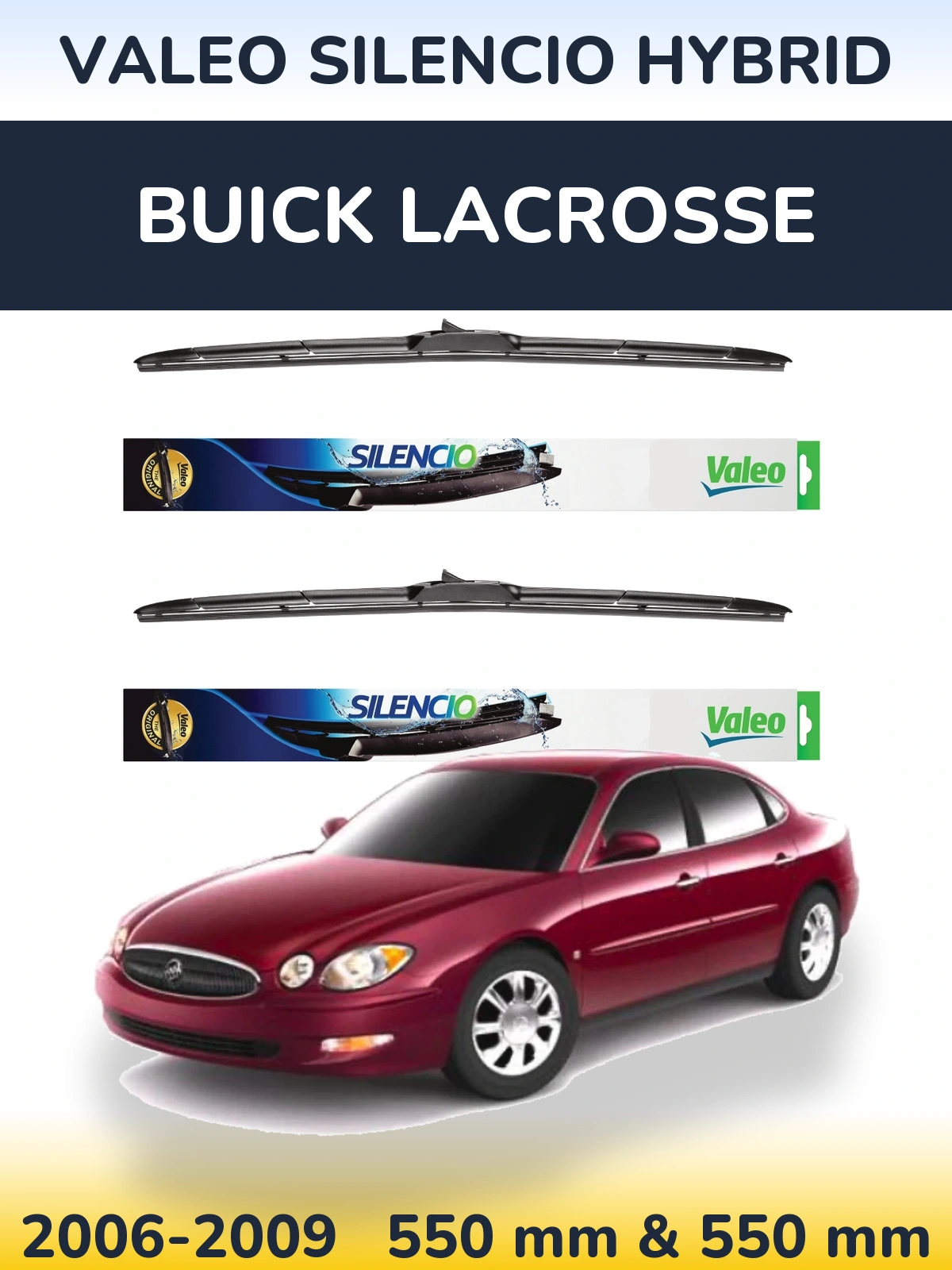 Комплект передних дворников Valeo Silencio Hybrid 550 & 550 мм для Buick LaCrosse 2006-2009