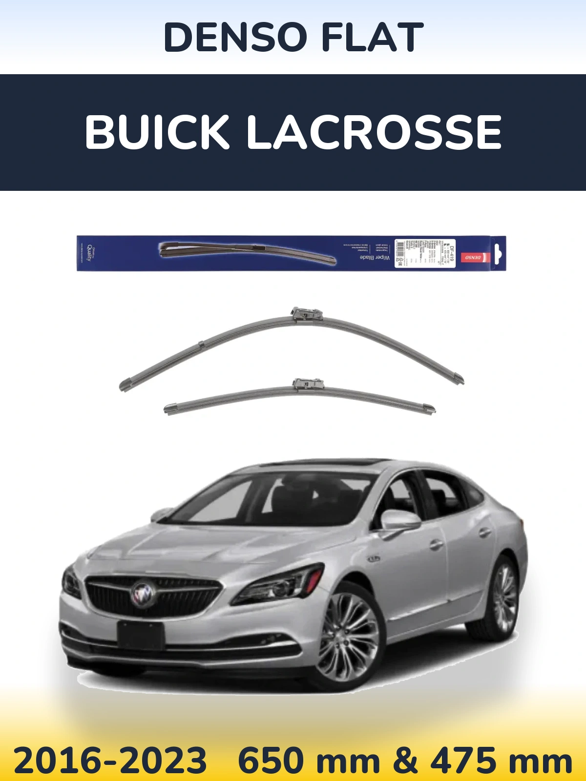 Front wiper blade set Denso Flat 650 & 475 mm for Buick LaCrosse 2016-2023