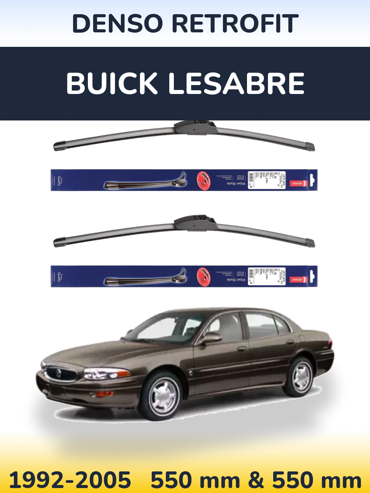 Front wiper blade set Denso Retrofit 550 & 550 mm for Buick LeSabre 1992-2005