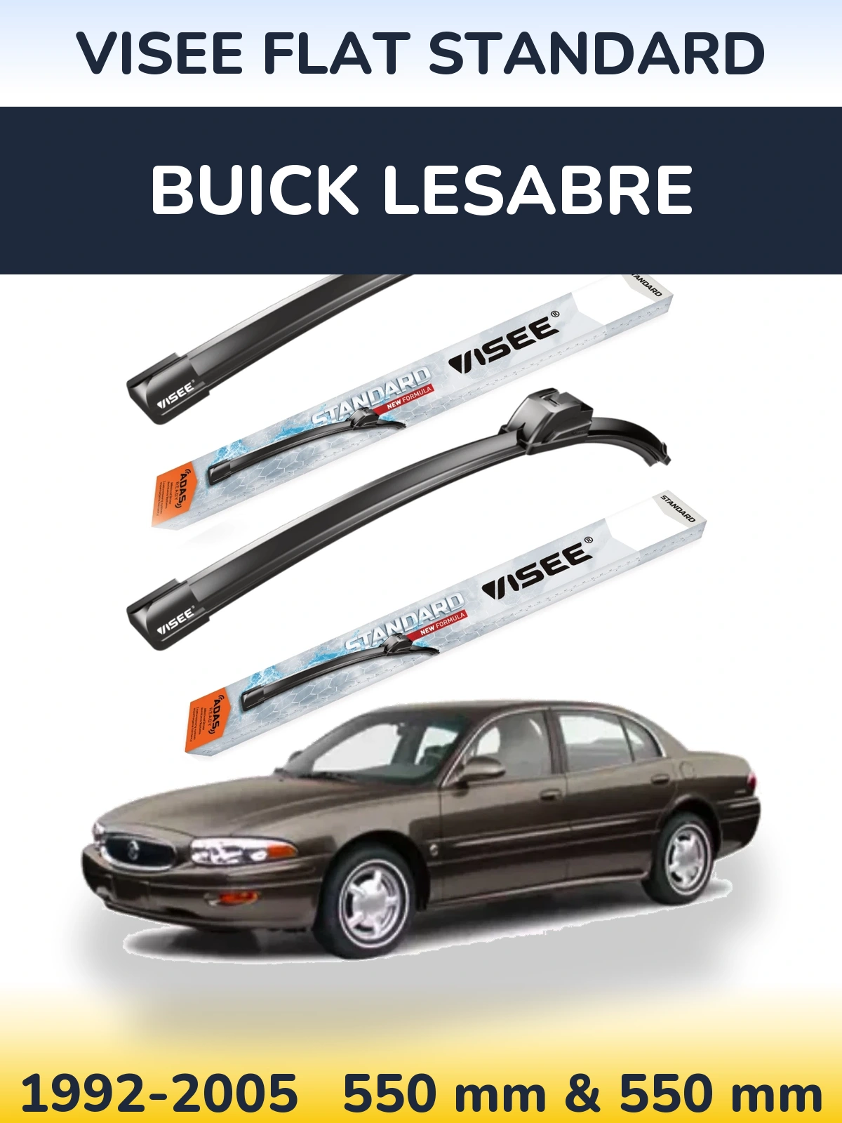 Комплект передніх щіток VISEE FLAT STANDARD 550 & 550 мм для Buick LeSabre 1992-2005