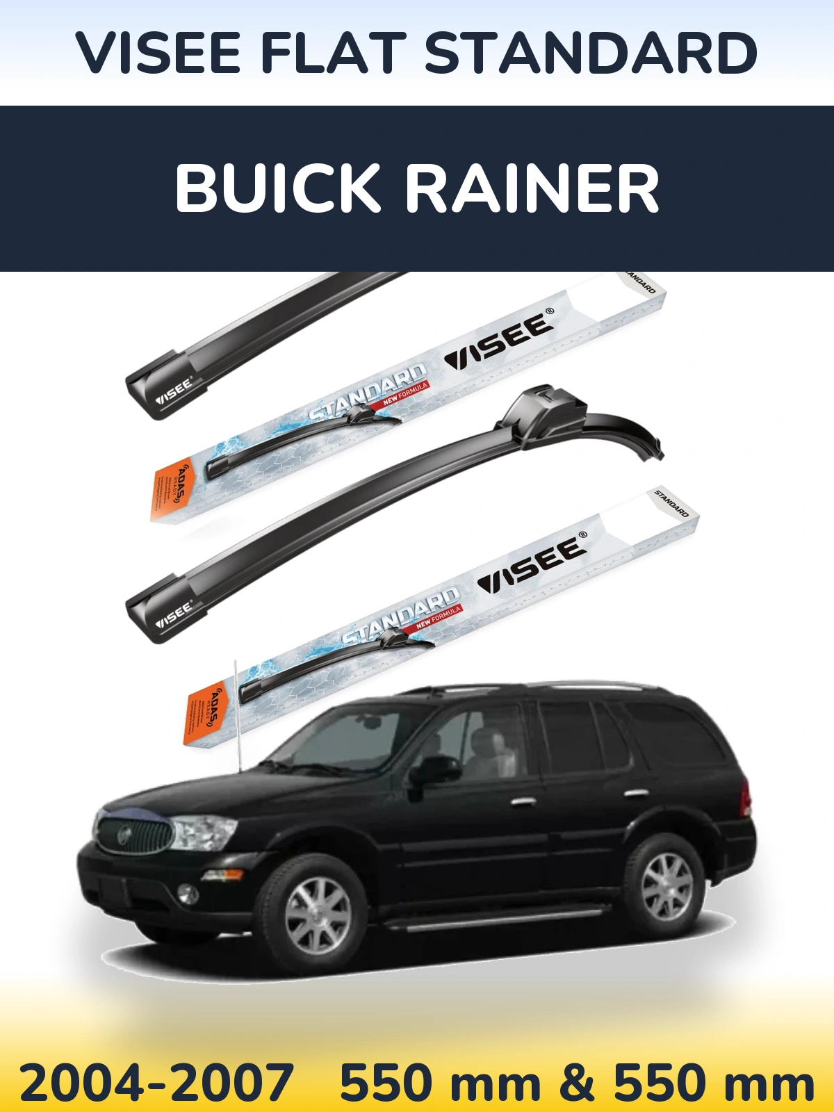Комплект передних дворников VISEE FLAT STANDARD 550 & 550 мм для Buick Rainer 2004-2007