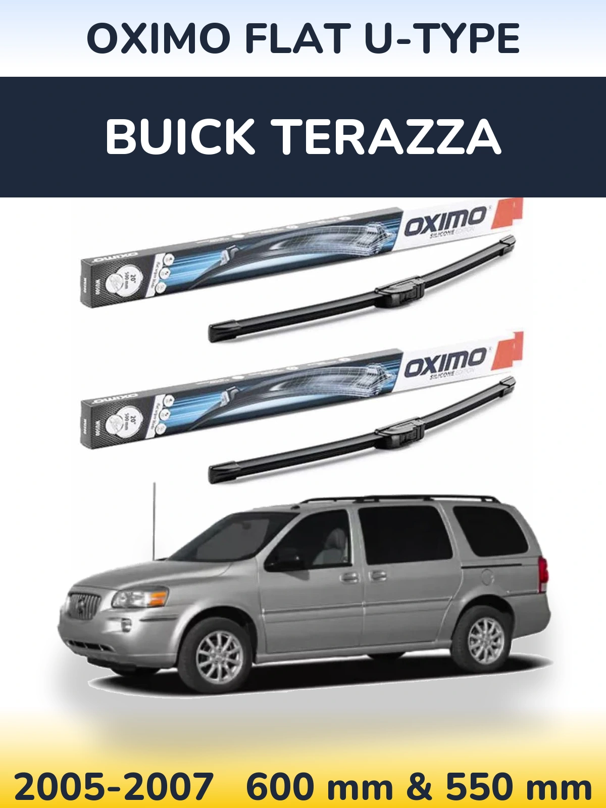 Комплект передних дворников Oximo Flat U-type 600 & 550 мм для Buick Terazza 2005-2007