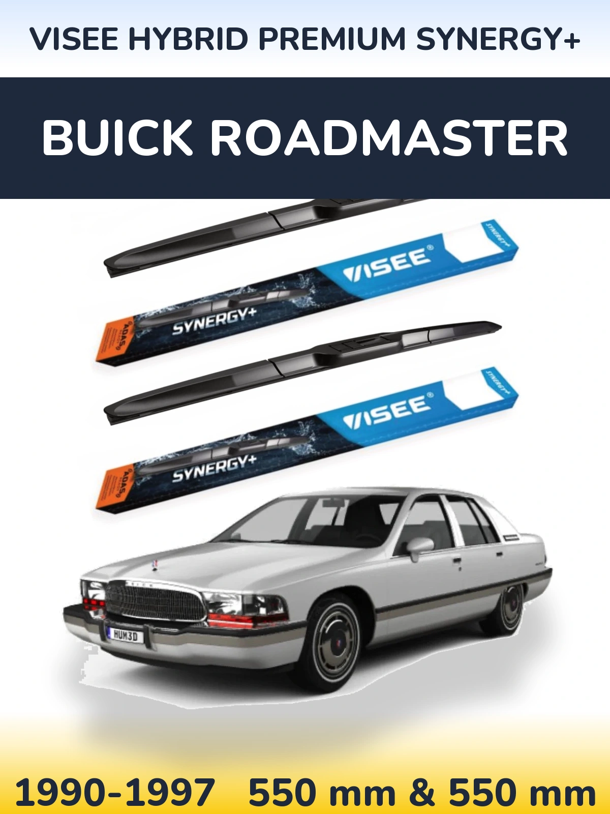 Комплект передніх щіток VISEE HYBRID PREMIUM SYNERGY+ 550 & 550 мм для Buick Roadmaster 1990-1997