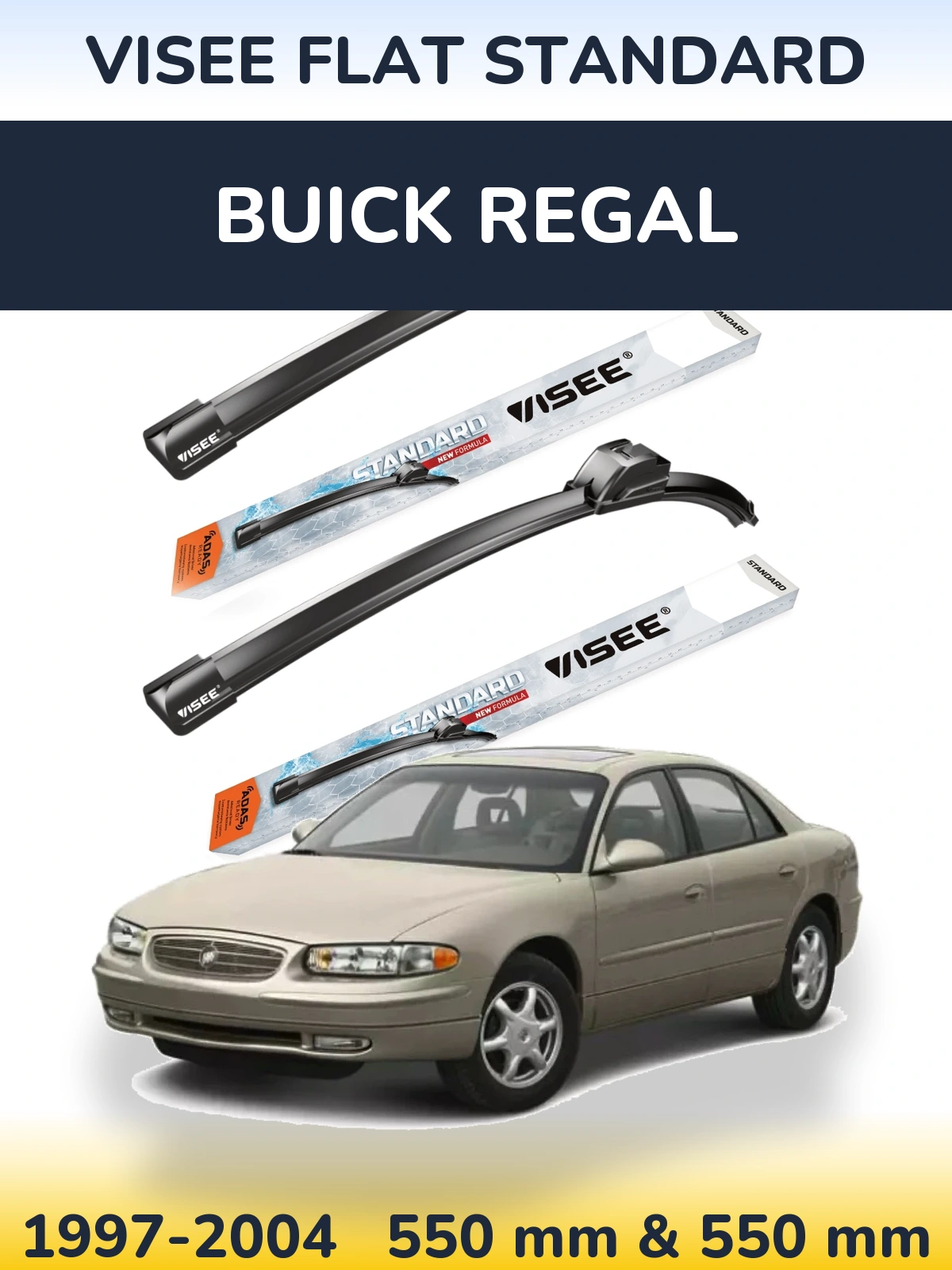 Комплект передніх щіток VISEE FLAT STANDARD 550 & 550 мм для Buick Regal 1997-2004