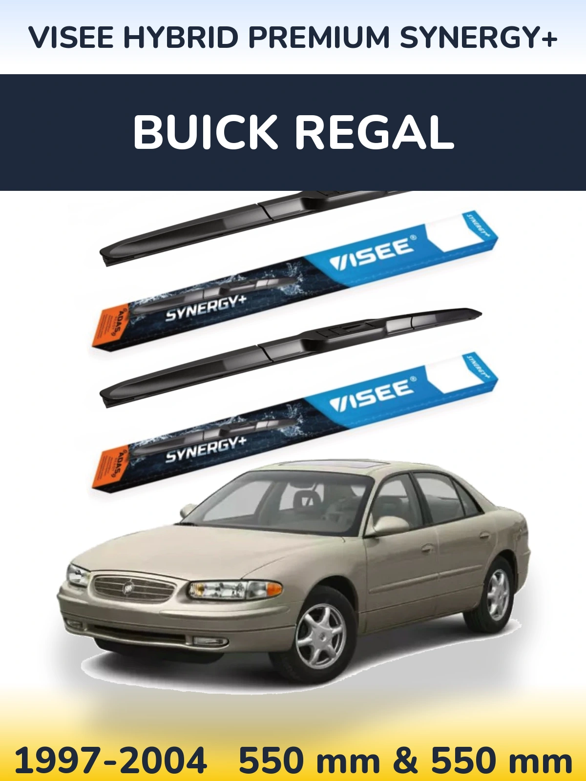 Front wiper blade set VISEE HYBRID PREMIUM SYNERGY+ 550 & 550 mm for Buick Regal 1997-2004