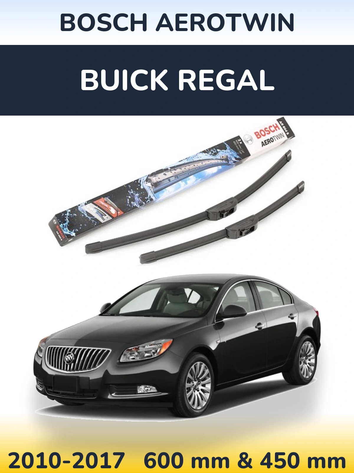 Комплект передніх щіток BOSCH AeroTwin 600 & 450 мм для Buick Regal 2010-2017
