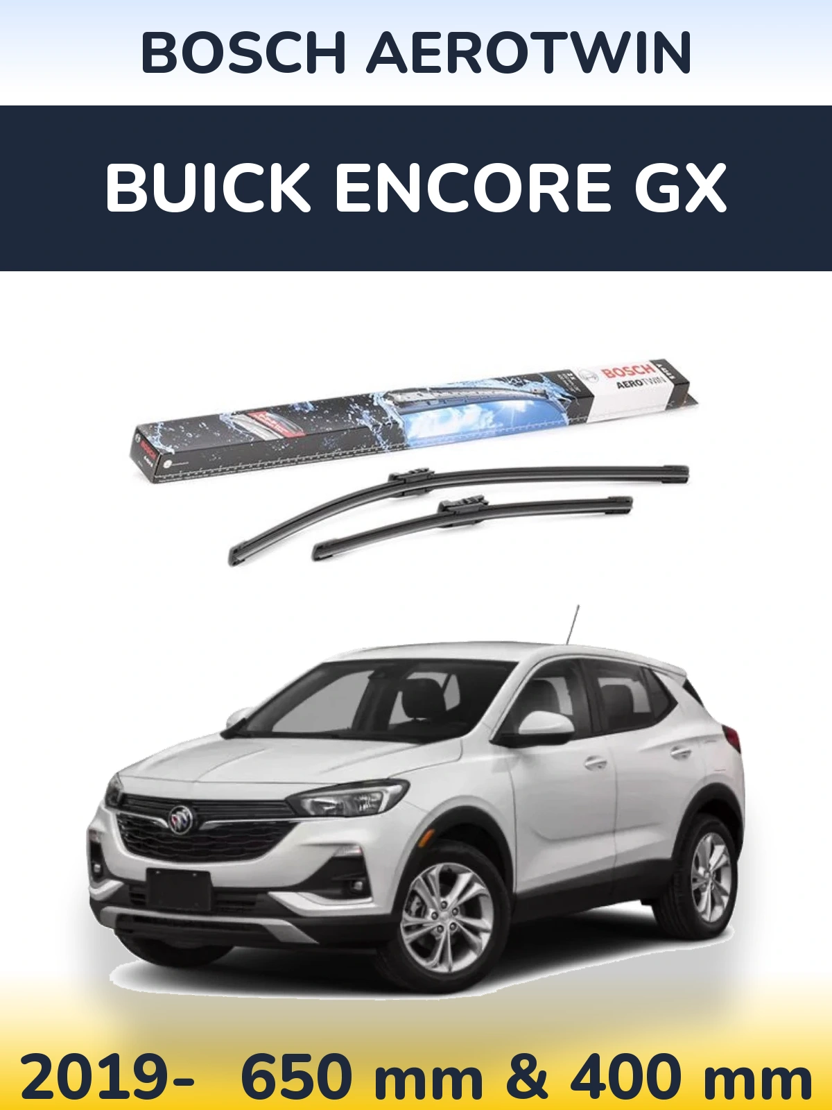 Комплект передніх щіток BOSCH AeroTwin 650 & 400 мм для Buick Encore GX 2019-2026