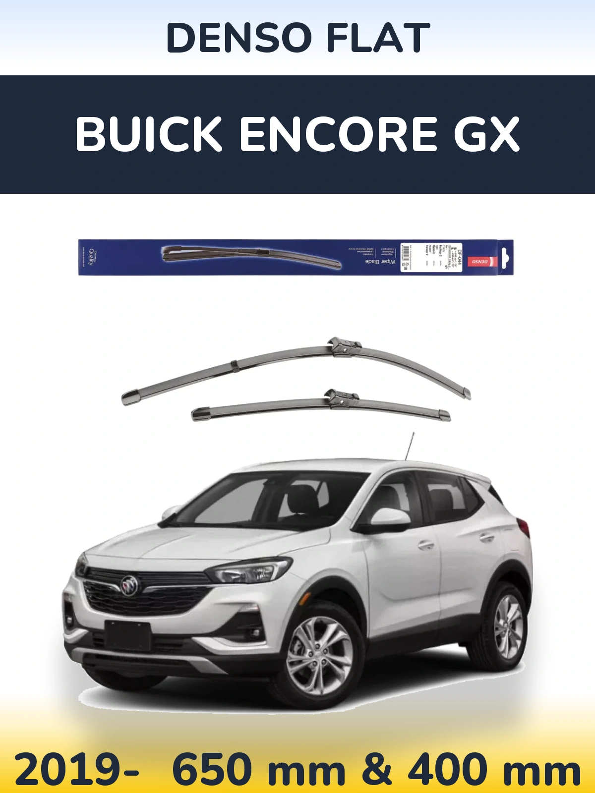 Front wiper blade set Denso Flat 650 & 400 mm for Buick Encore GX 2019-2026
