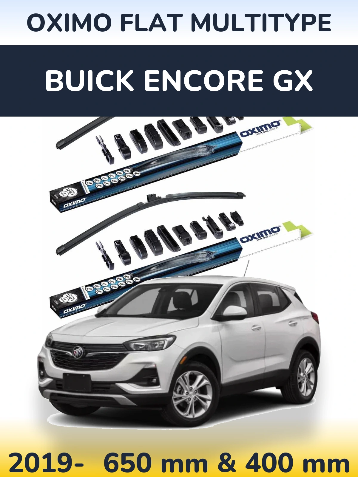 Комплект передніх щіток Oximo Flat MultiТипe 650 & 400 мм для Buick Encore GX 2019-2026