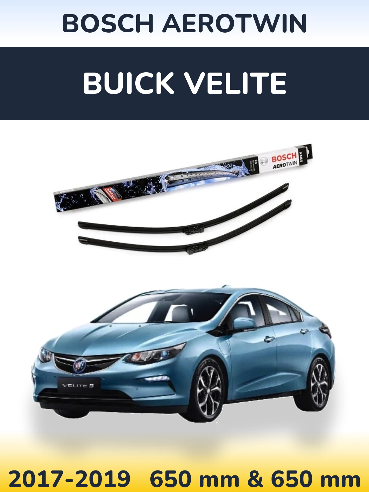 Комплект передних дворников BOSCH AeroTwin 650 & 650 мм для Buick Velite 2017-2019