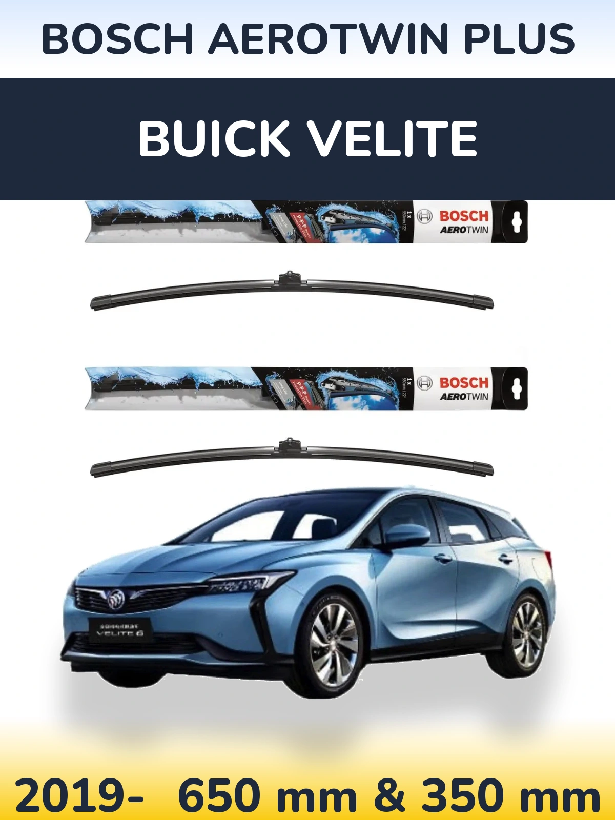 Комплект передніх щіток BOSCH AeroTwin Plus 650 & 350 мм для Buick Velite 2019-2026