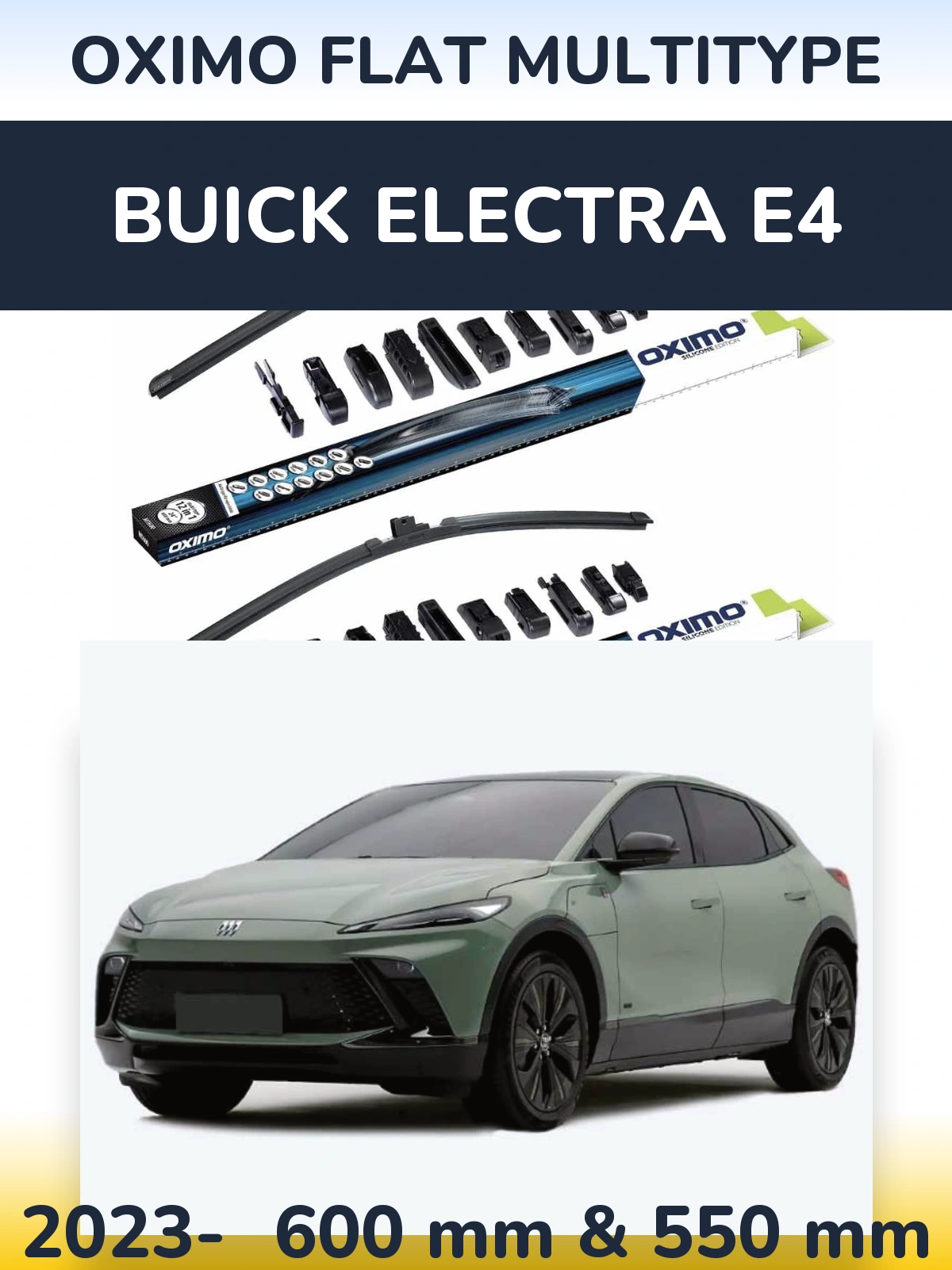Комплект передних дворников Oximo Flat MultiТипe 600 & 550 мм для Buick Electra E4 2023-2026