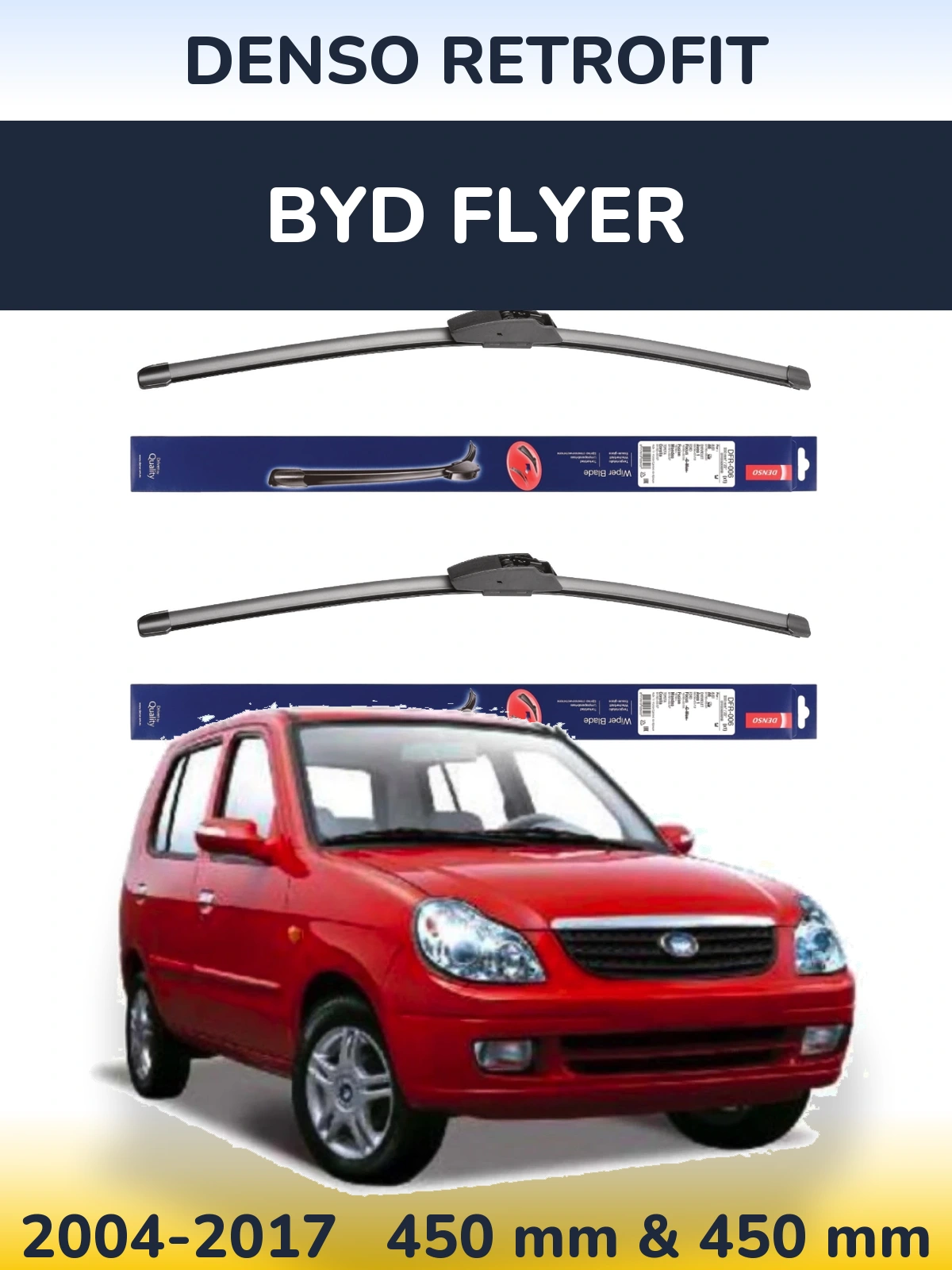 Комплект передних дворников Denso Retrofit 450 & 450 мм для BYD Flyer 2004-2017