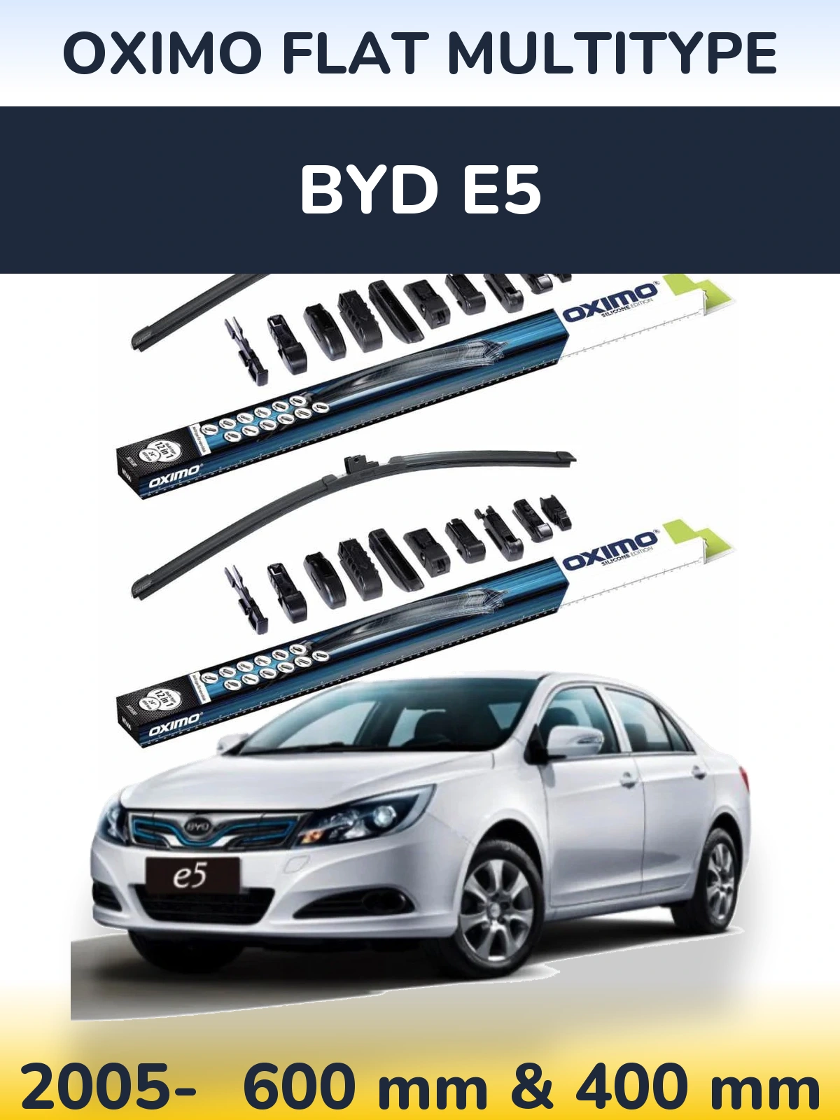 Комплект передних дворников Oximo Flat MultiТипe 600 & 400 мм для BYD E5 2005-2026