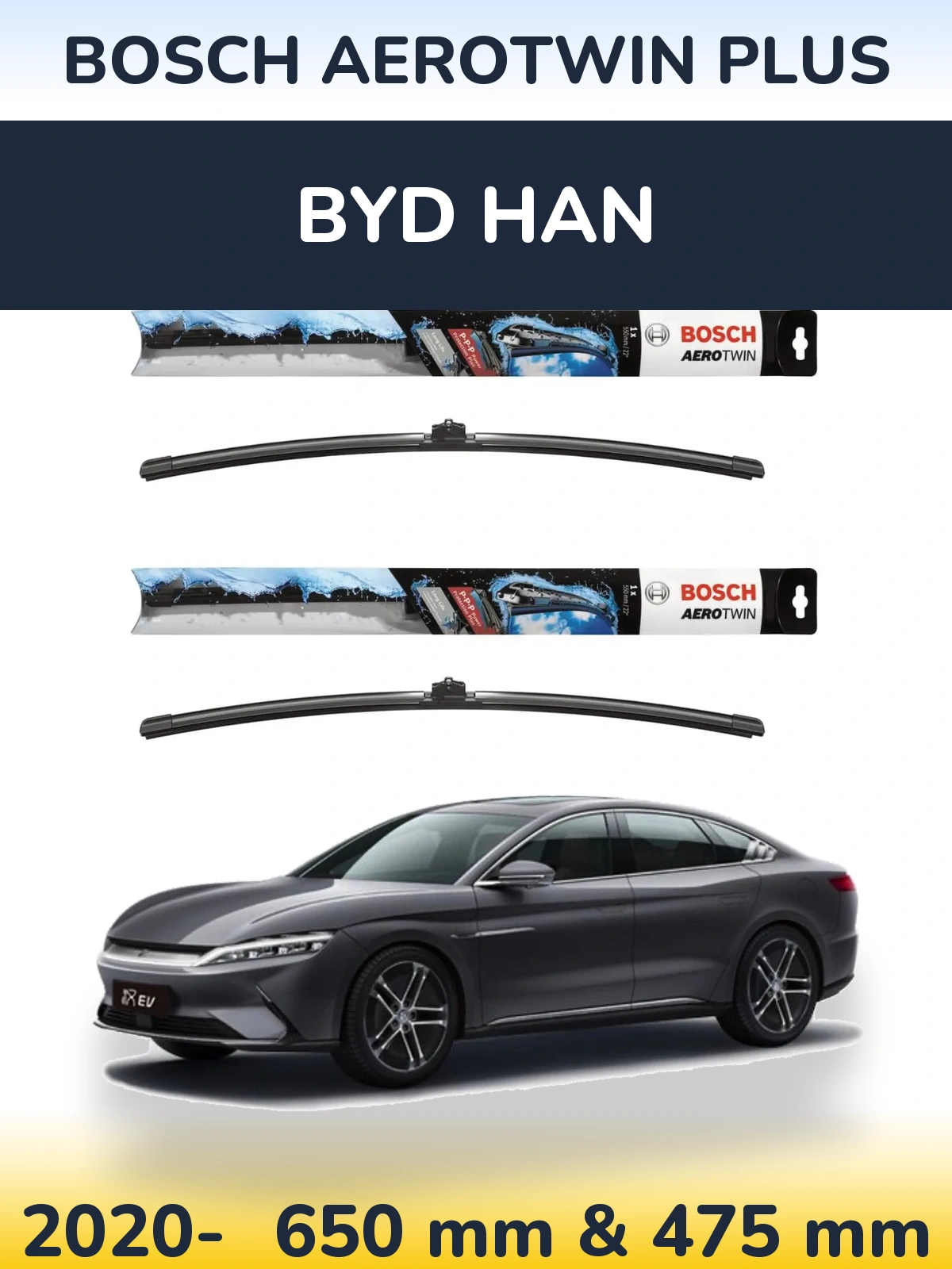 Комплект передніх щіток BOSCH AeroTwin Plus 650 & 475 мм для BYD Han 2020-2026
