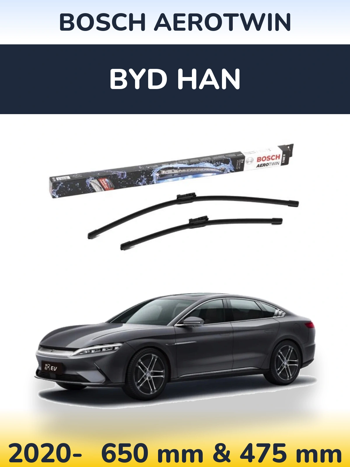 Комплект передніх щіток BOSCH AeroTwin 650 & 475 мм для BYD Han 2020-2026