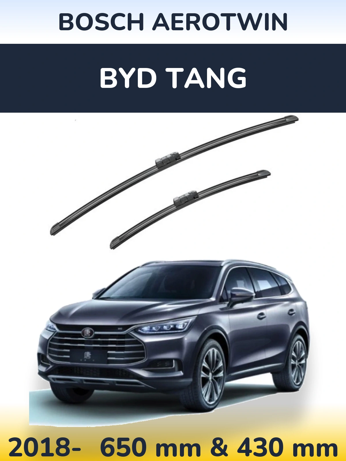 Front wiper blade set BOSCH AeroTwin 650 & 430 mm for BYD Tang 2018-2026