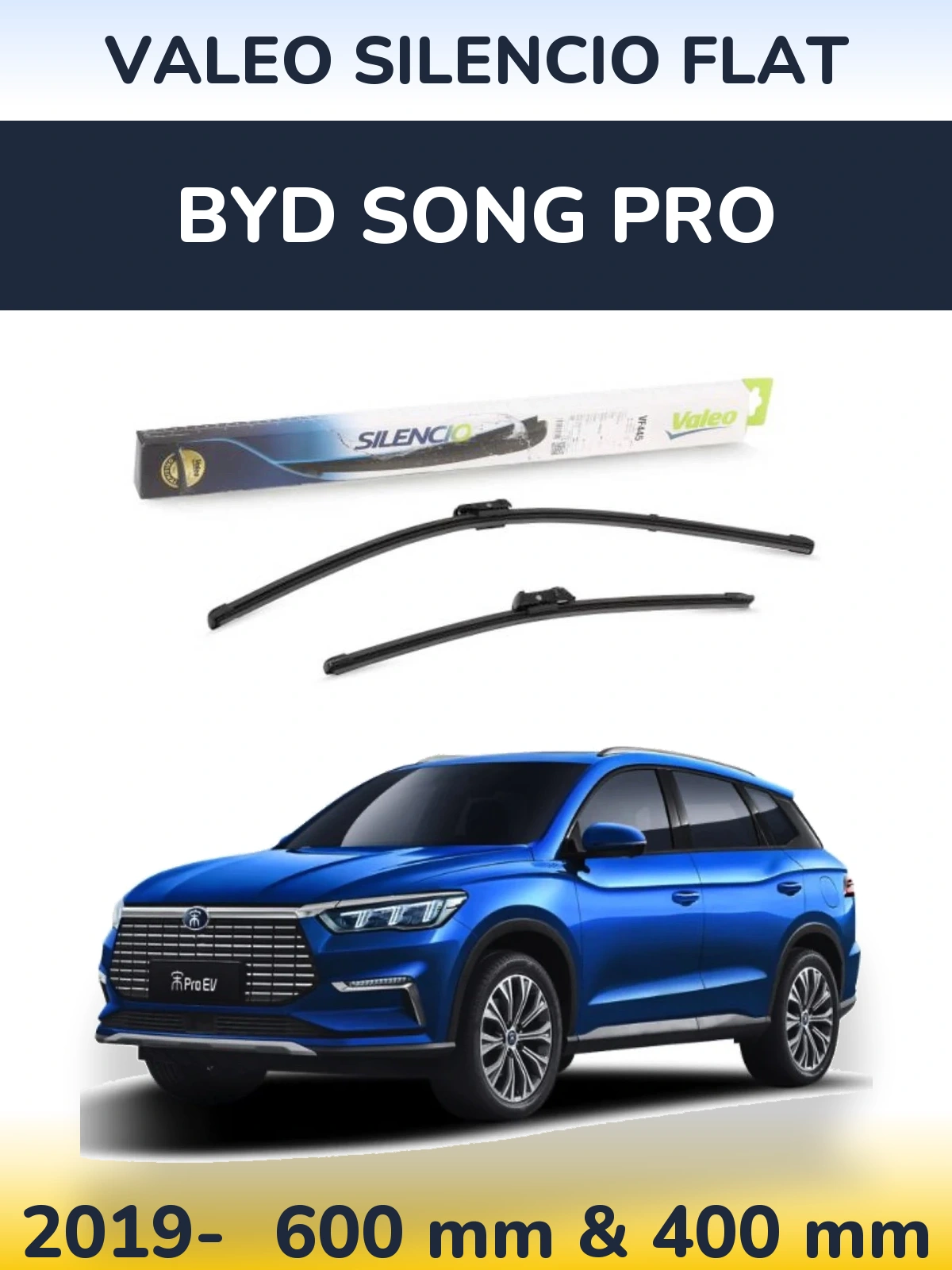 Комплект передних дворников Valeo Silencio Flat 600 & 400 мм для BYD Song Pro 2019-2026