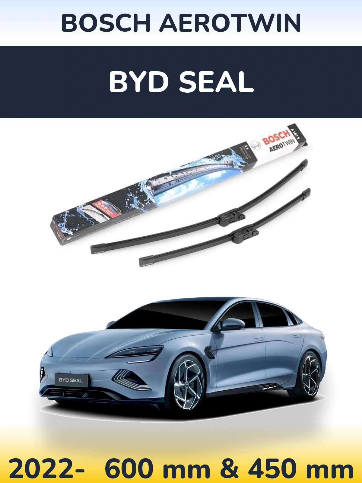 Комплект передних дворников BOSCH AeroTwin 600 & 450 мм для BYD Seal 2022-2026