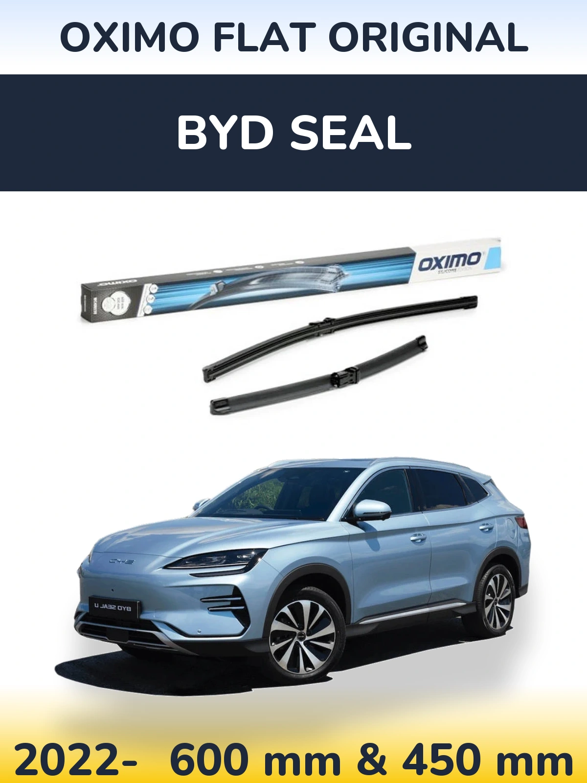 Front wiper blade set Oximo Flat Original 600 & 450 mm for BYD Seal 2022-2026