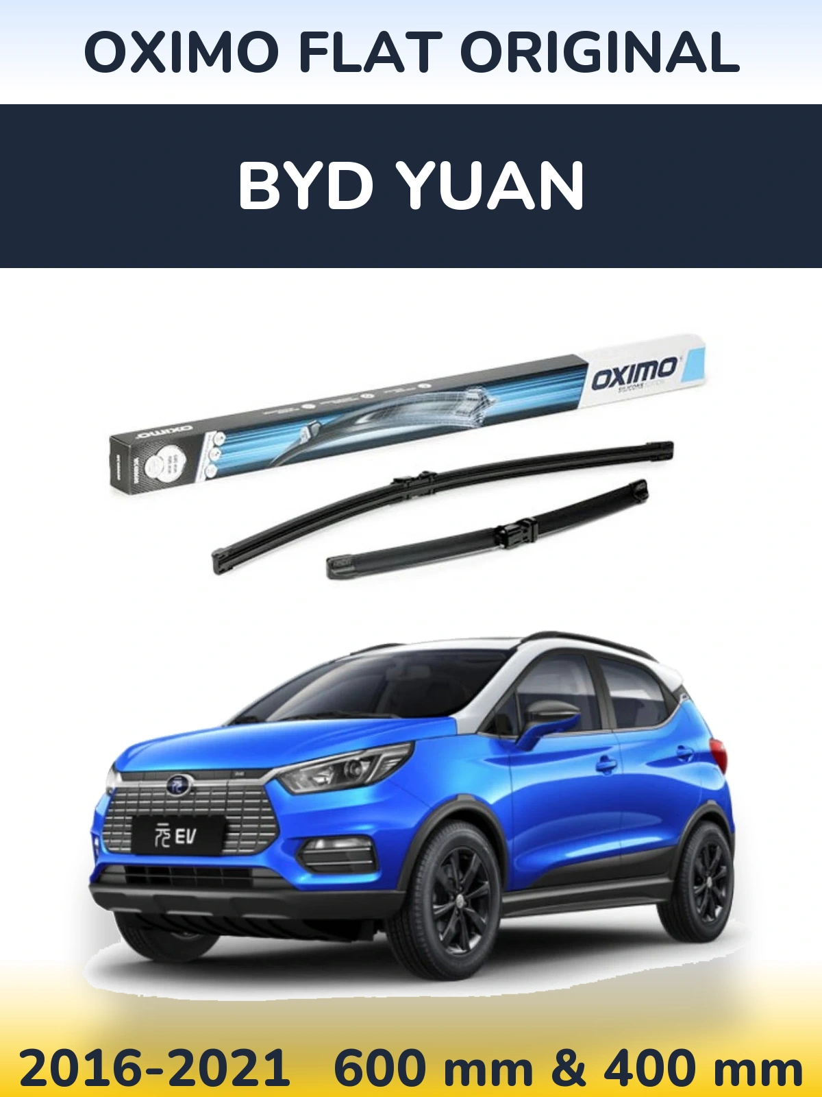Комплект передних дворников Oximo Flat Original 600 & 400 мм для BYD Yuan 2016-2021