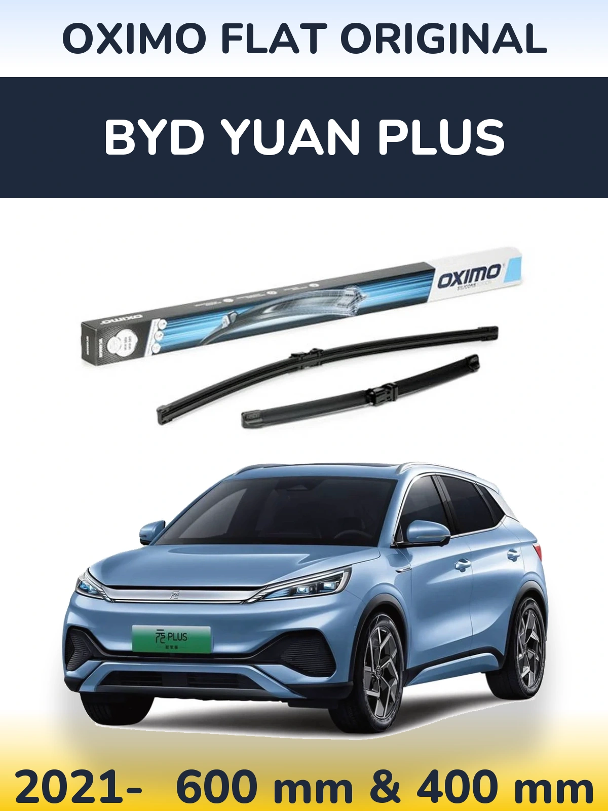 Комплект передних дворников Oximo Flat Original 600 & 400 мм для BYD Yuan Plus 2021-2026