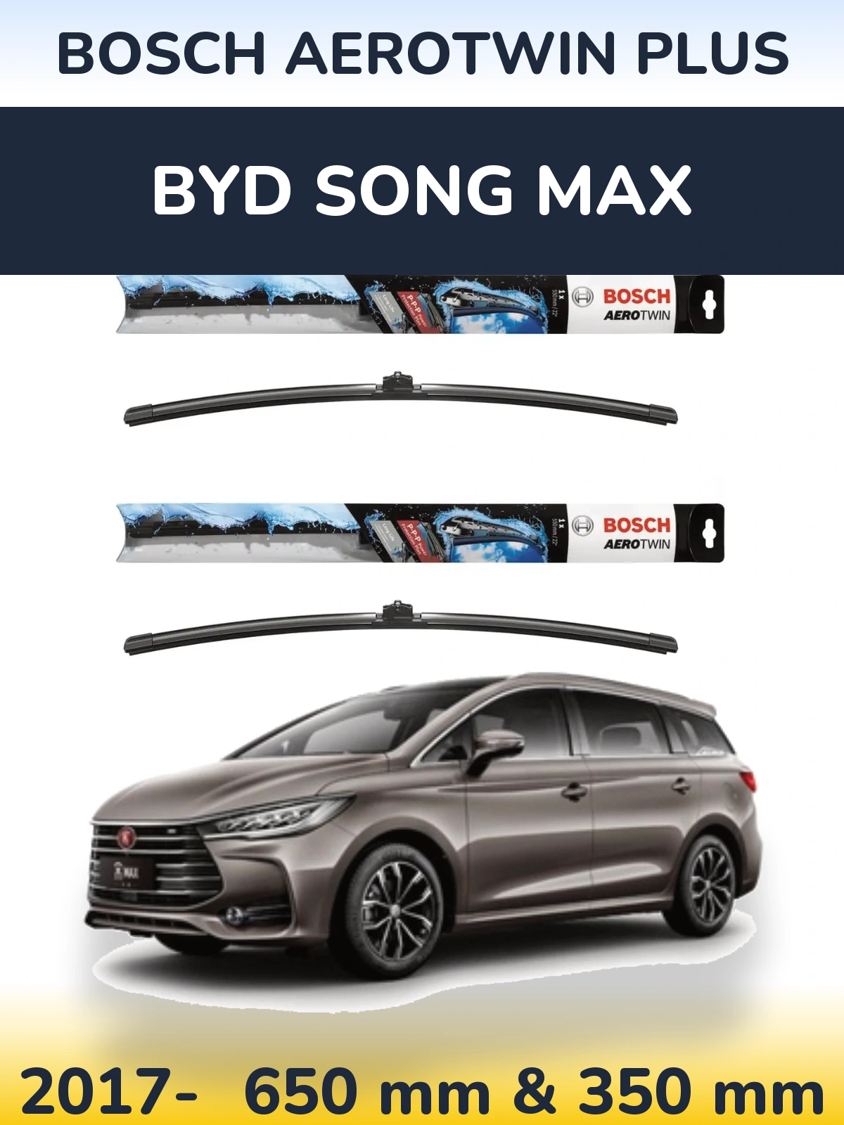 Комплект передніх щіток BOSCH AeroTwin Plus 650 & 350 мм для BYD Song Max 2017-2026