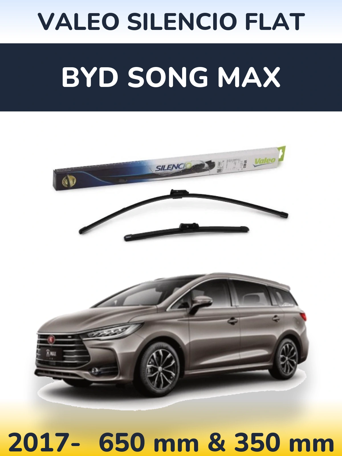 Комплект передніх щіток Valeo Silencio Flat 650 & 350 мм для BYD Song Max 2017-2026