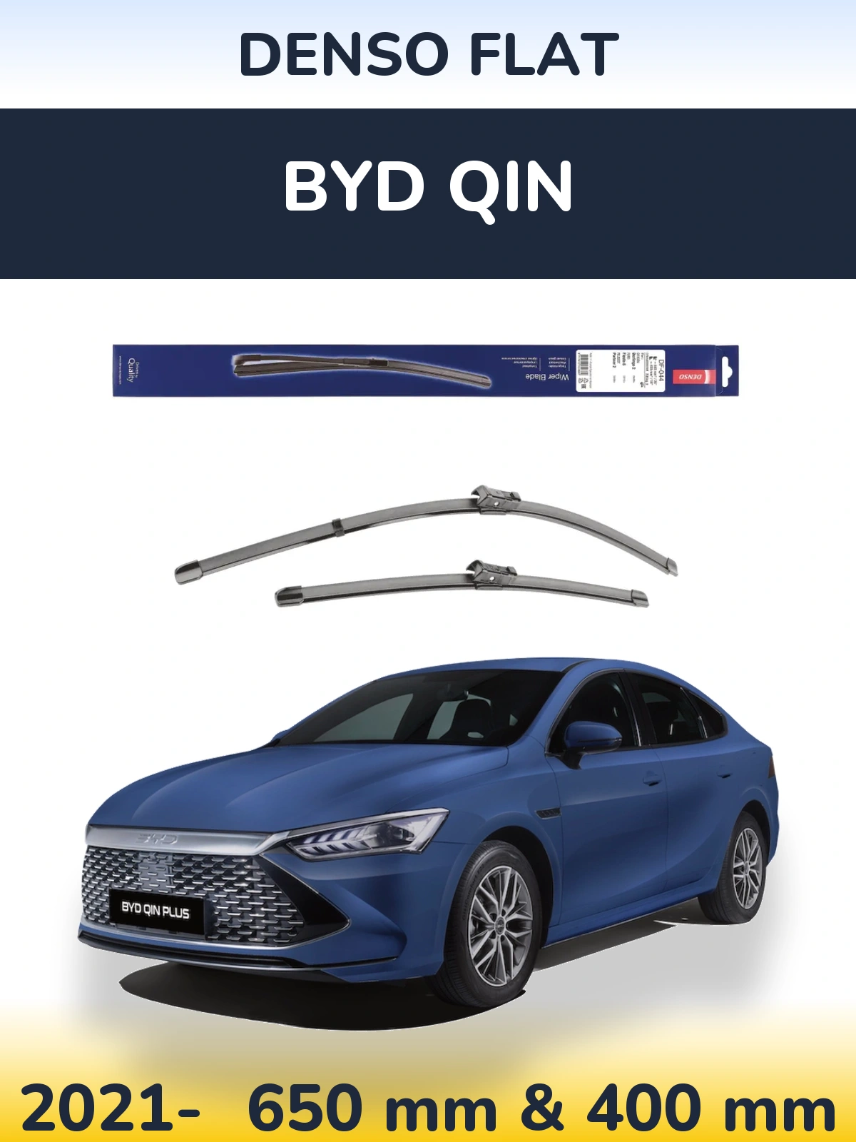 Front wiper blade set Denso Flat 650 & 400 mm for BYD Qin 2021-2026