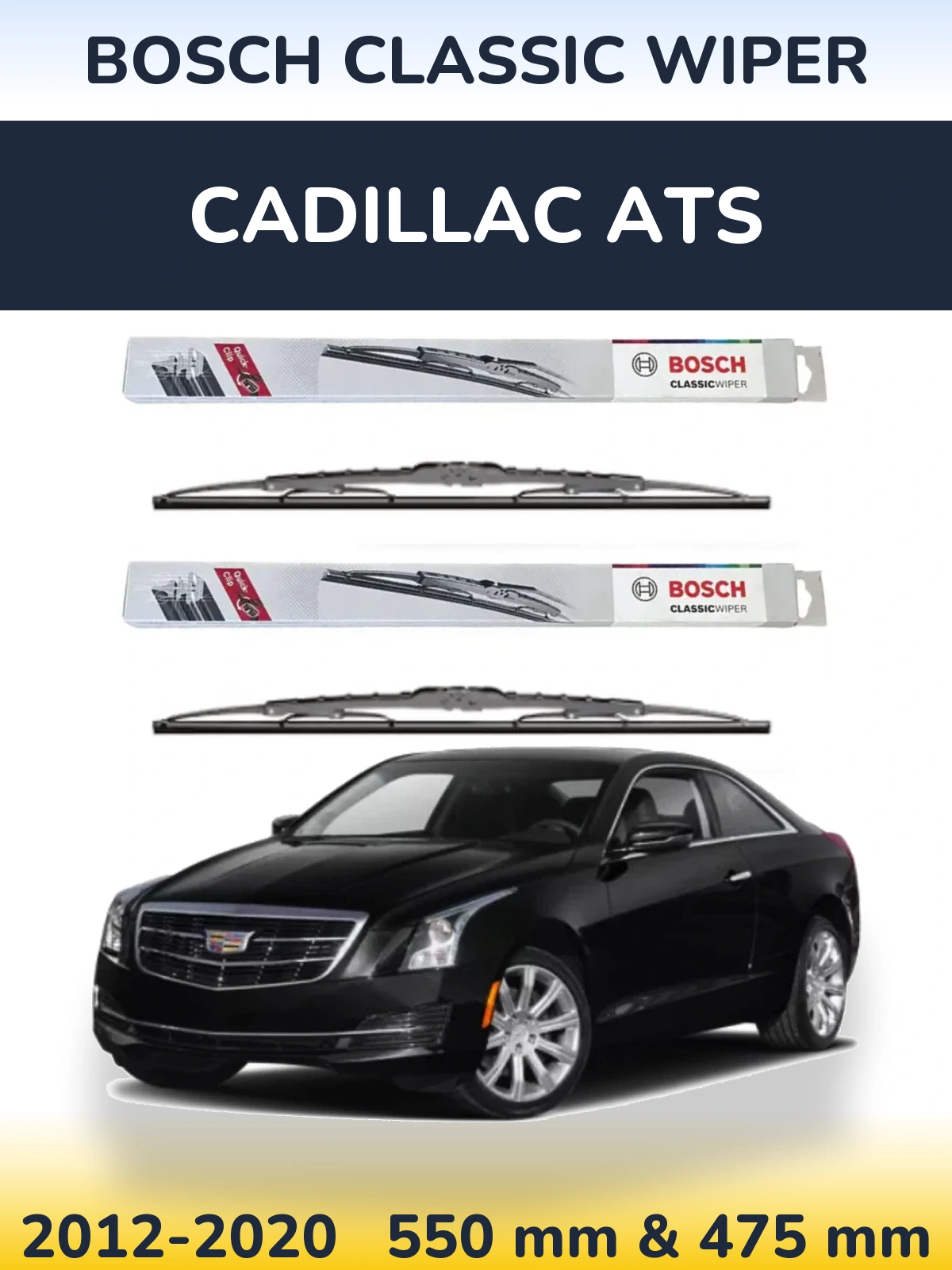 Комплект передних дворников BOSCH Classic Wiper 550 & 475 мм для Cadillac ATS 2012-2020