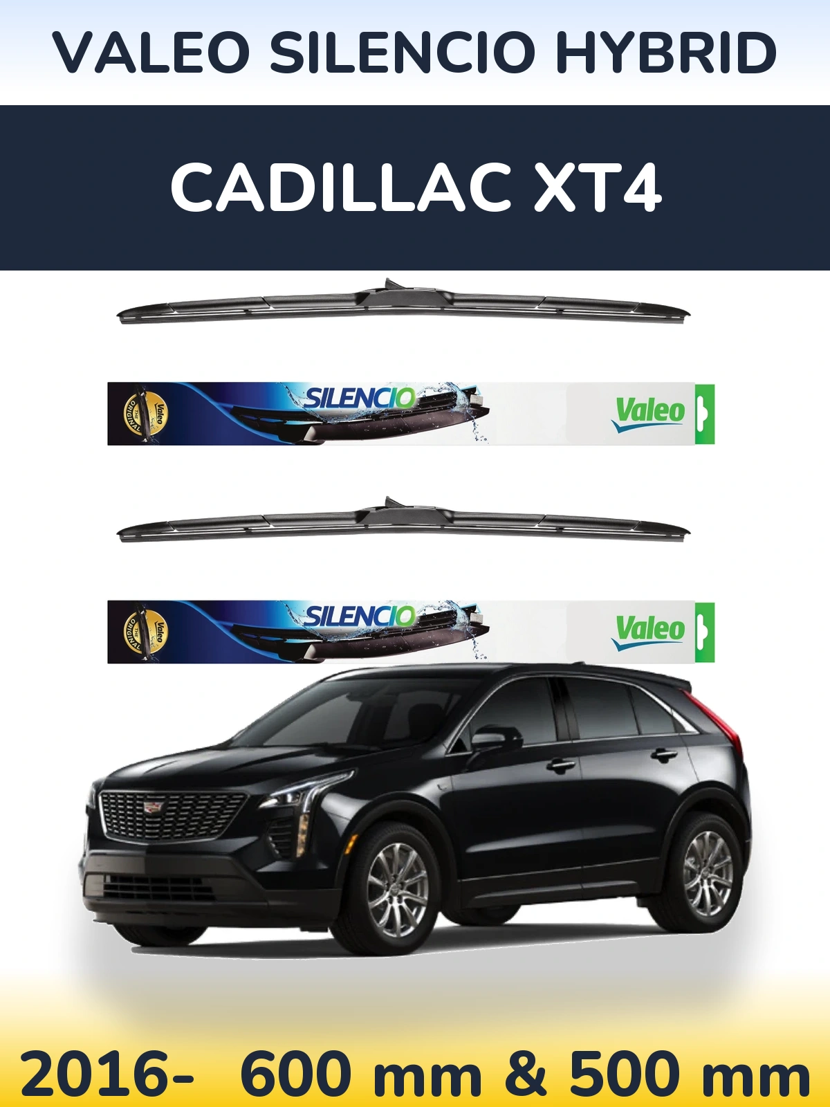 Комплект передних дворников Valeo Silencio Hybrid 600 & 500 мм для Cadillac XT4 2016-2026