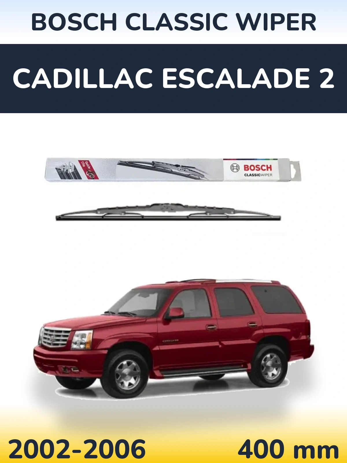 Rear wiper blade BOSCH Classic Wiper 400 mm for Cadillac Escalade 2 2002-2006