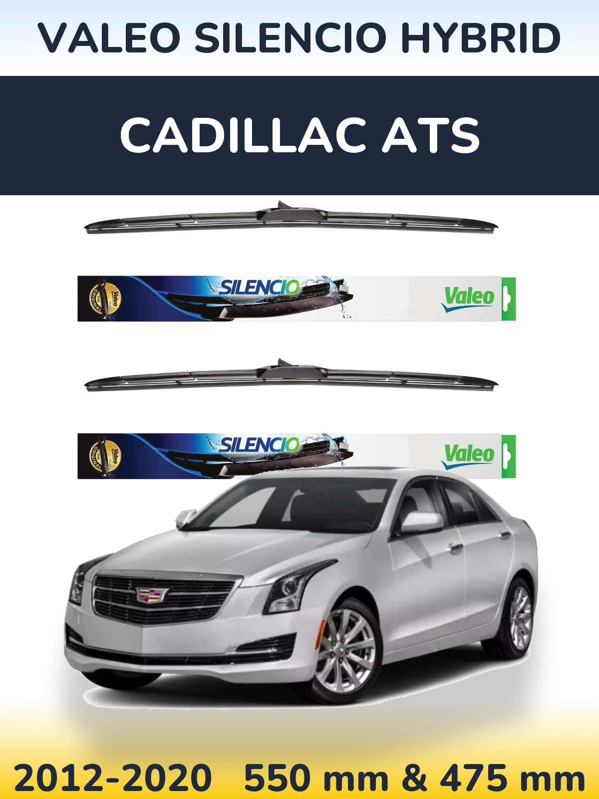 Комплект передніх щіток Valeo Silencio Hybrid 550 & 475 мм для Cadillac ATS 2012-2020