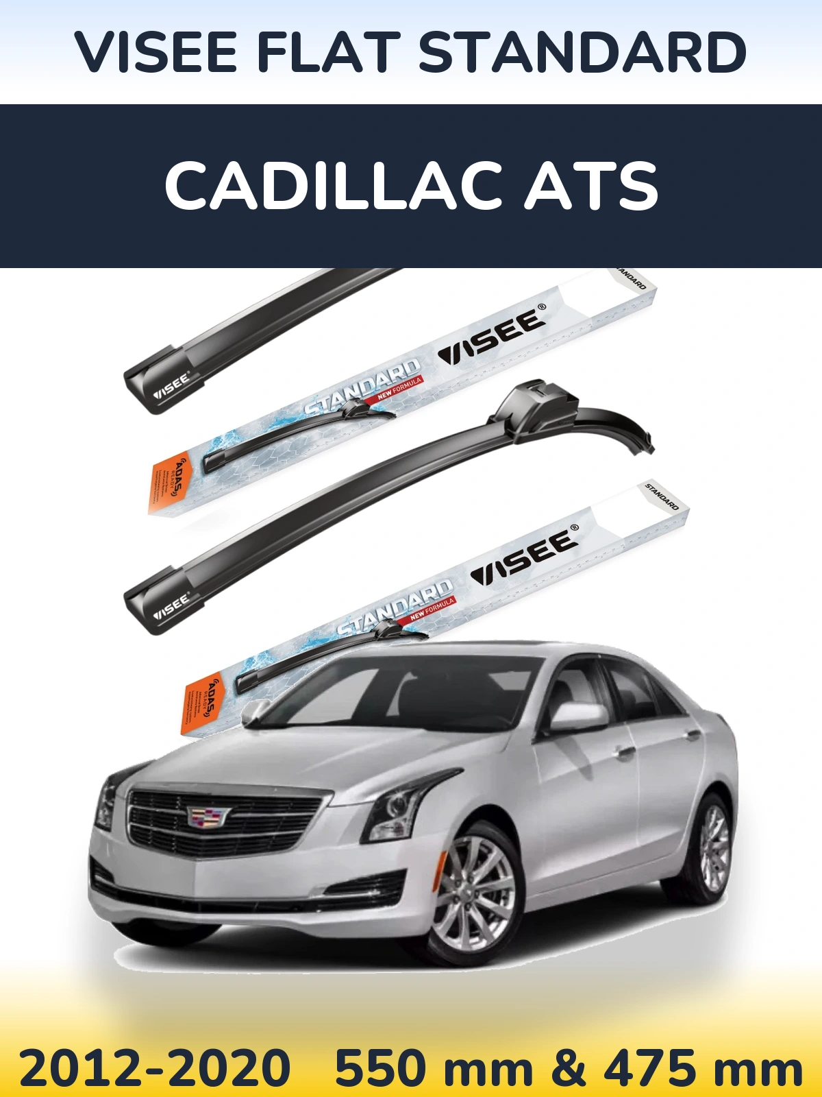 Комплект передніх щіток VISEE FLAT STANDARD 550 & 475 мм для Cadillac ATS 2012-2020